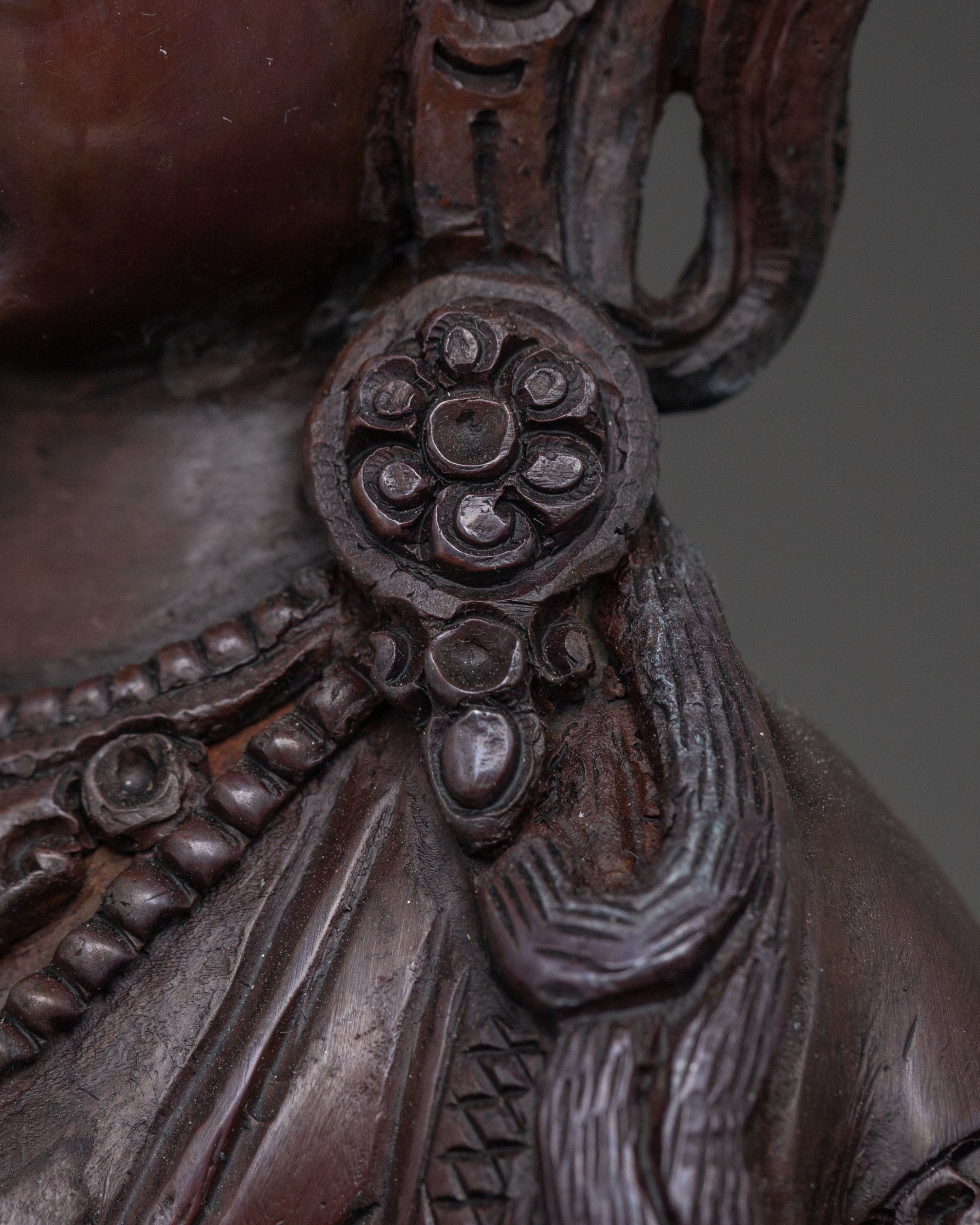 Laxmi Devi Handcrafted Statue in Oxidized Copper