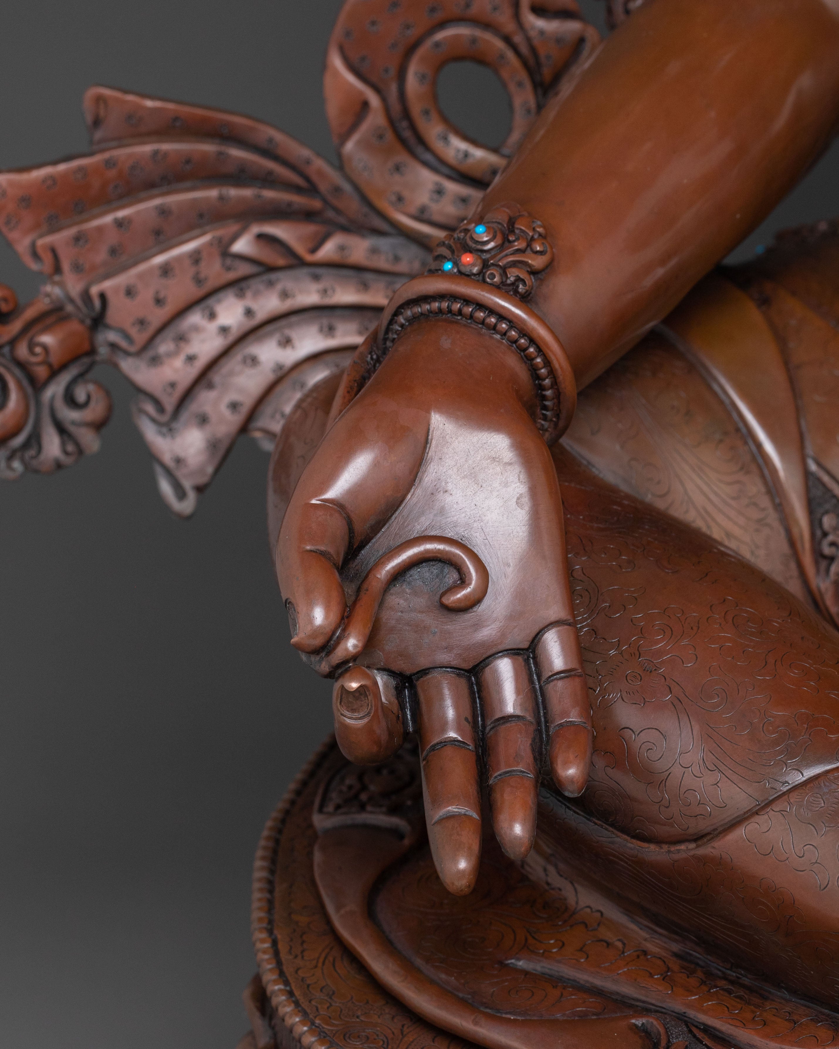 Green Tara Statue Savior of All - Oxidized Copper Serenity