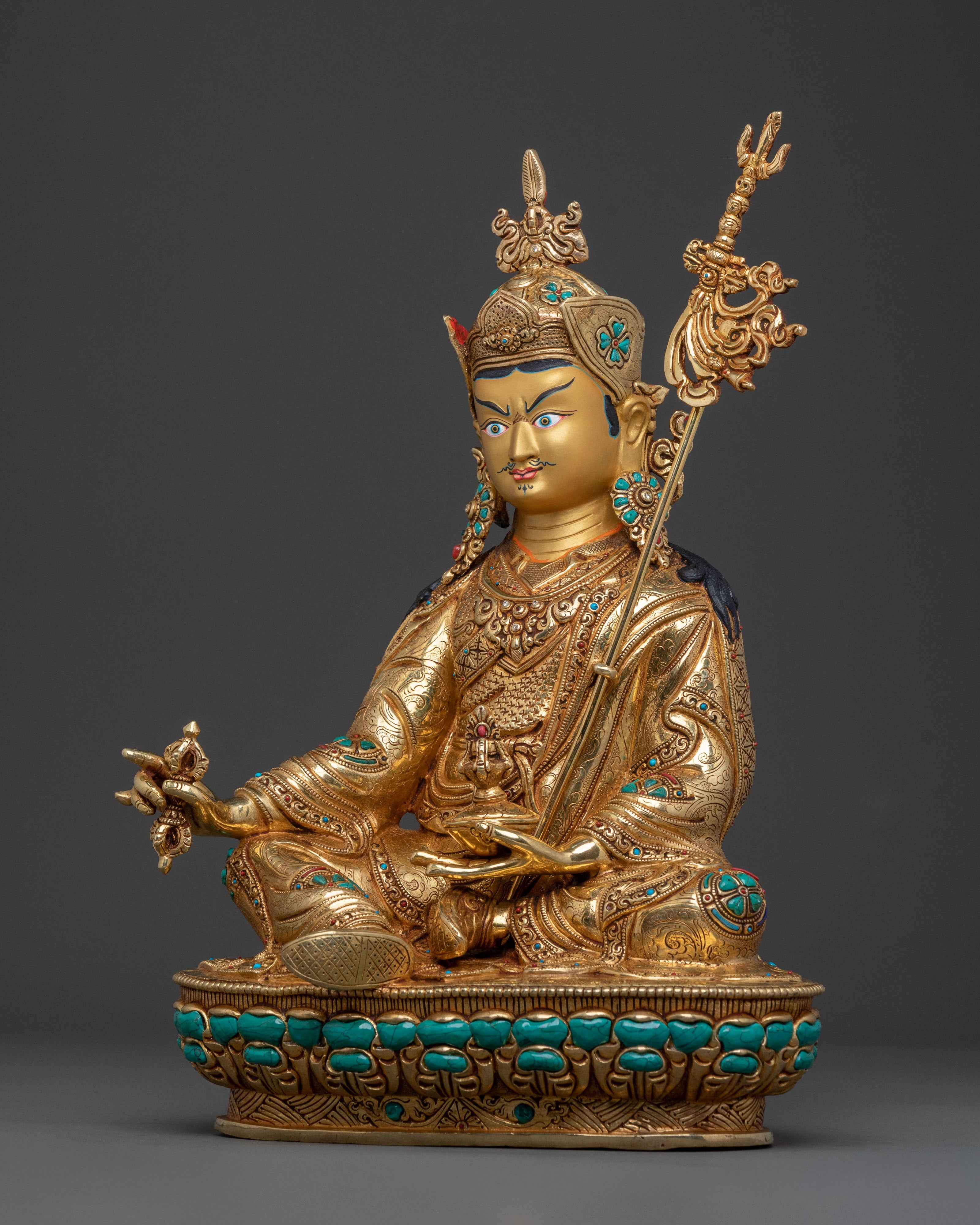 Guru Rinpoche Statue | 24K Gold Gilded Buddhist Master