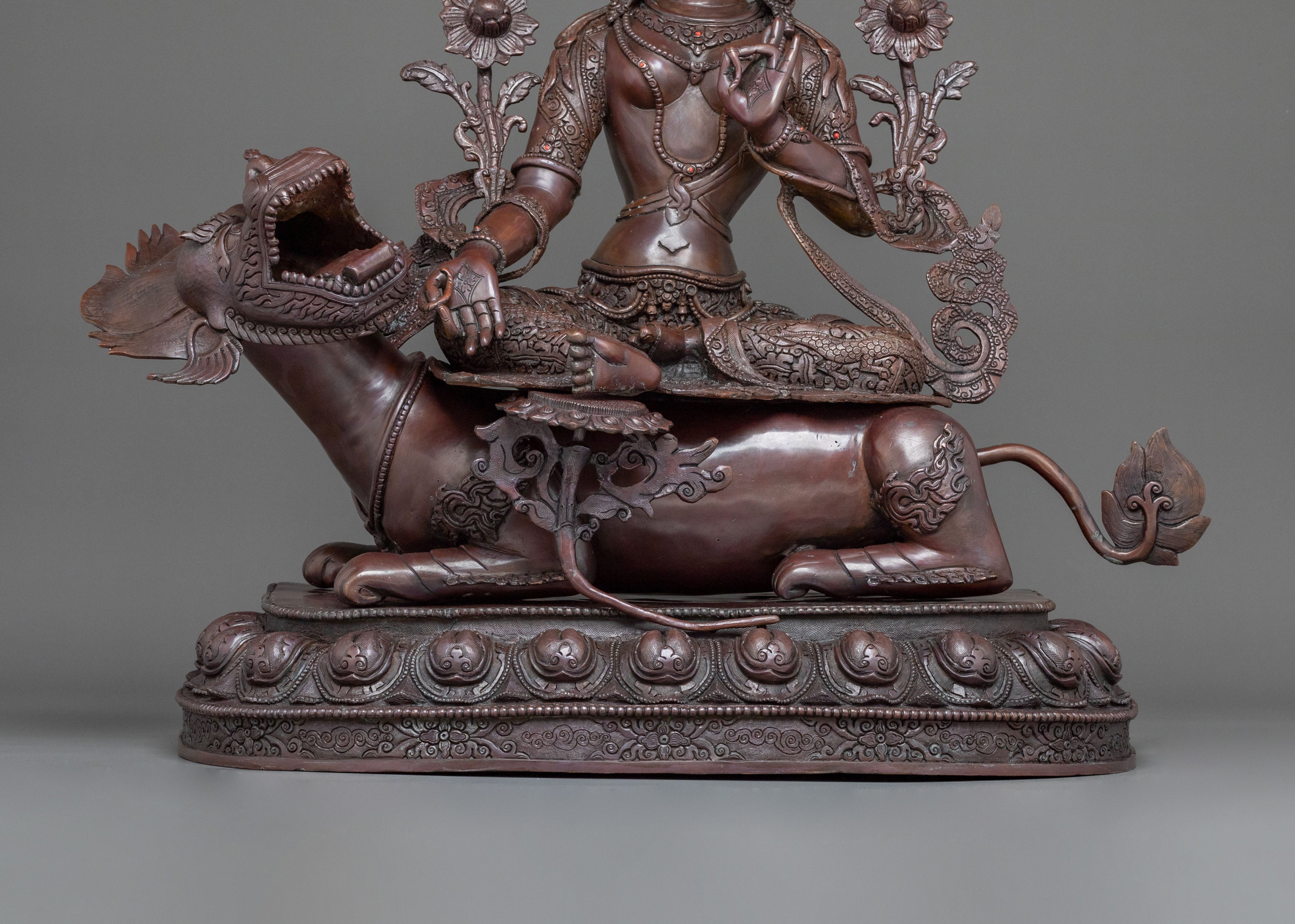 Green Tara Statue | Serene Oxidized Copper Guardian