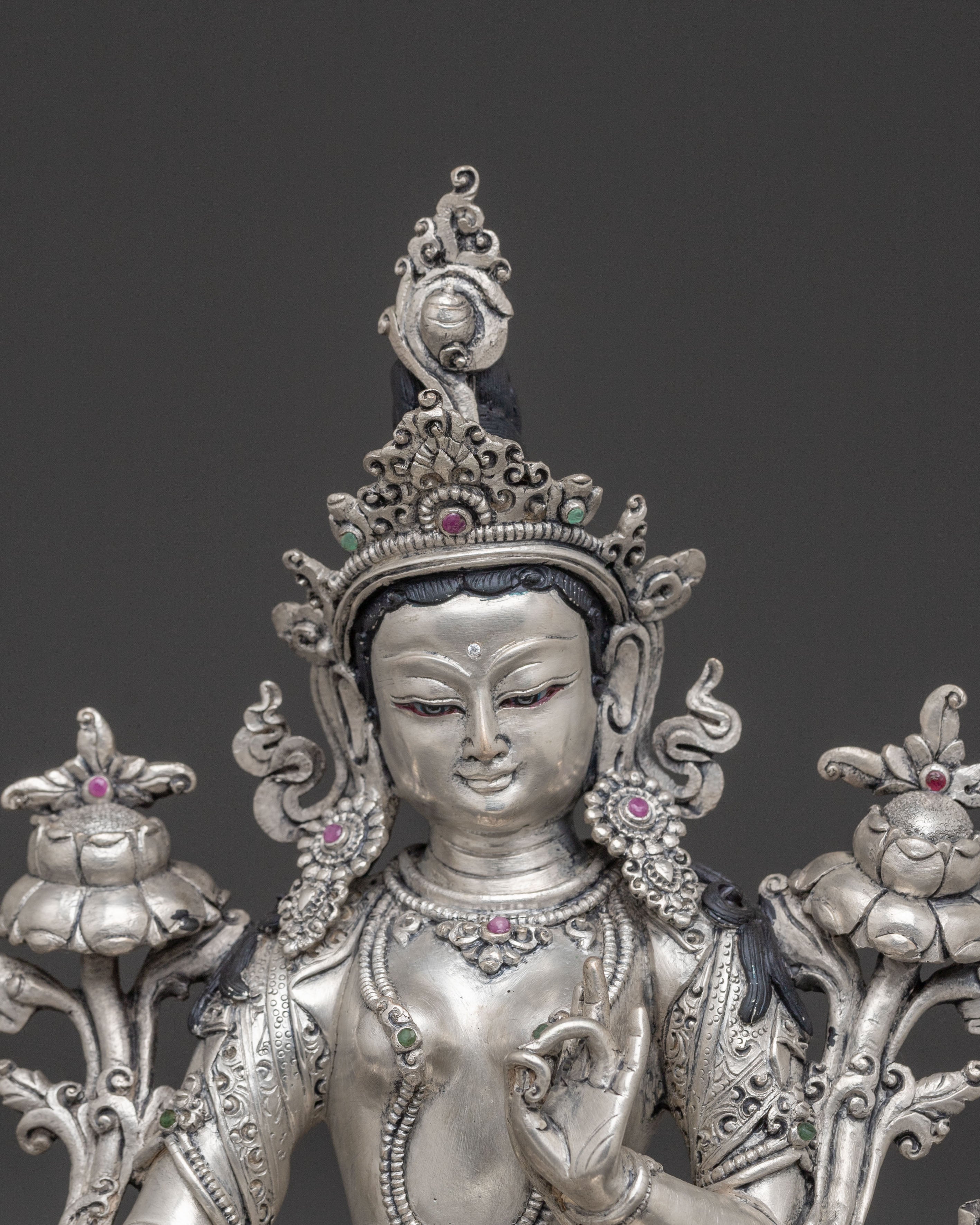 Green Tara Silver Plated Statue | Compassionate Icon