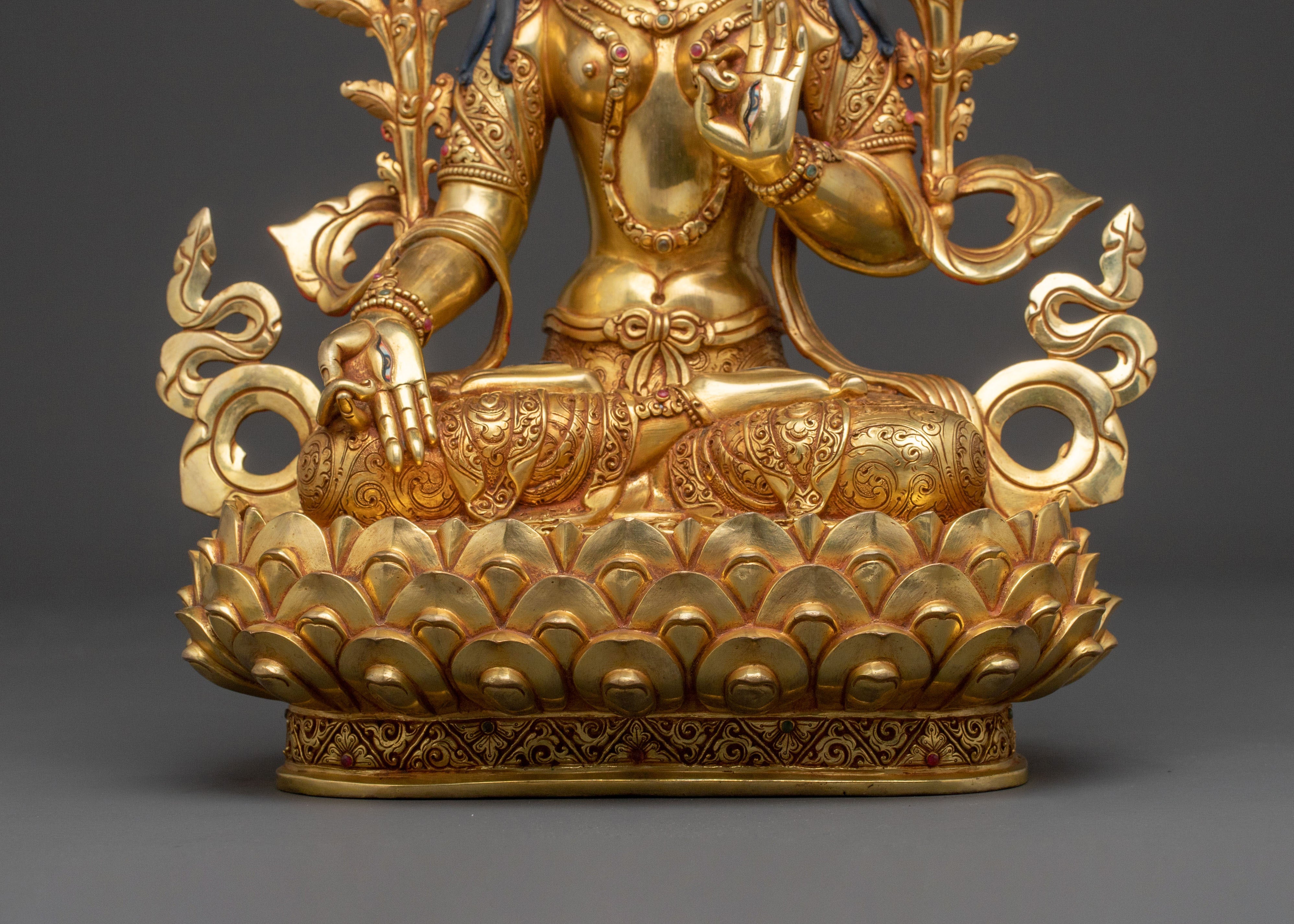 White Tara Spiritual Statue | 24K Gold Gilded Icon