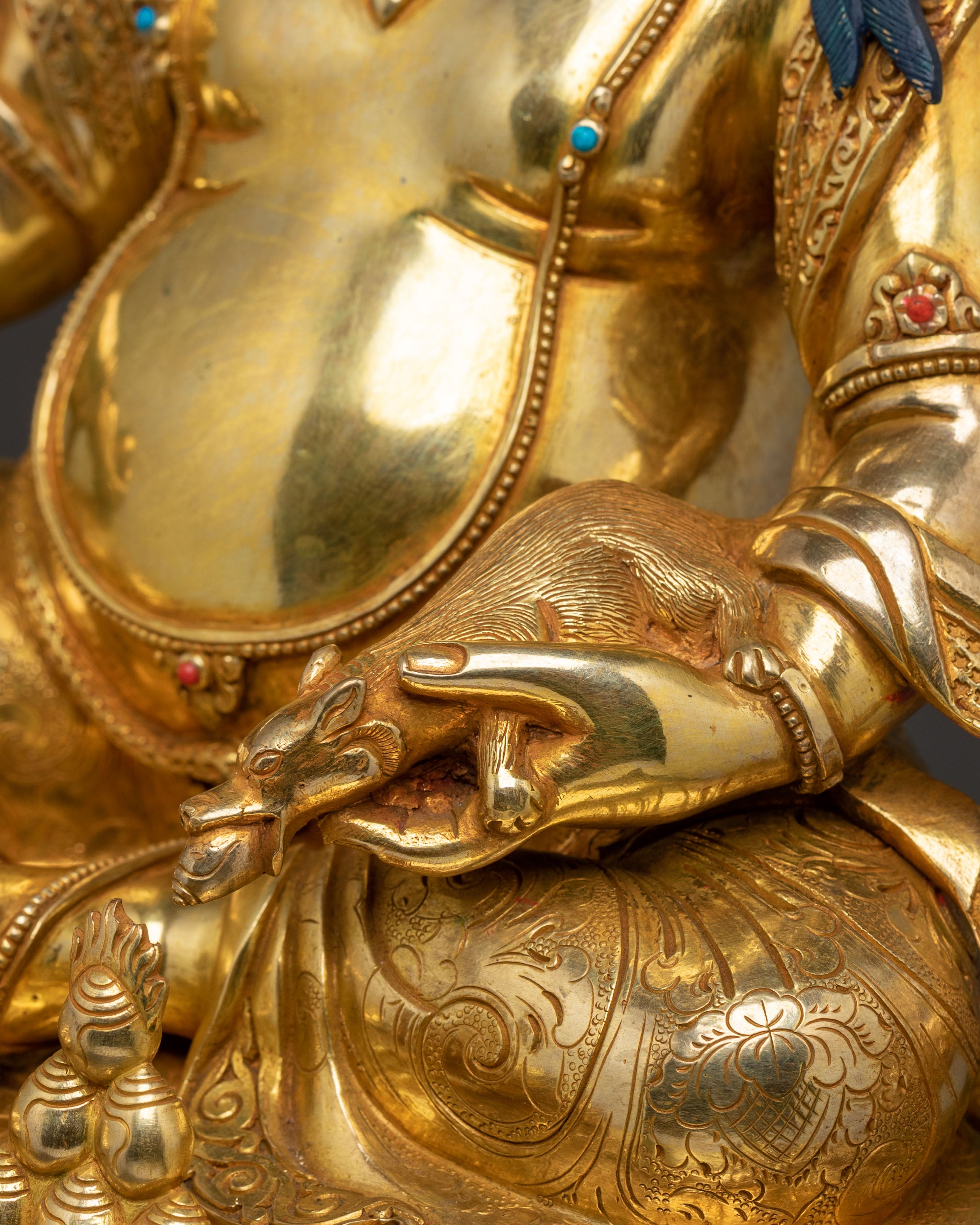 Golden Dzambhala Wealth Deity Statue | Fortune Blessing Sculpture