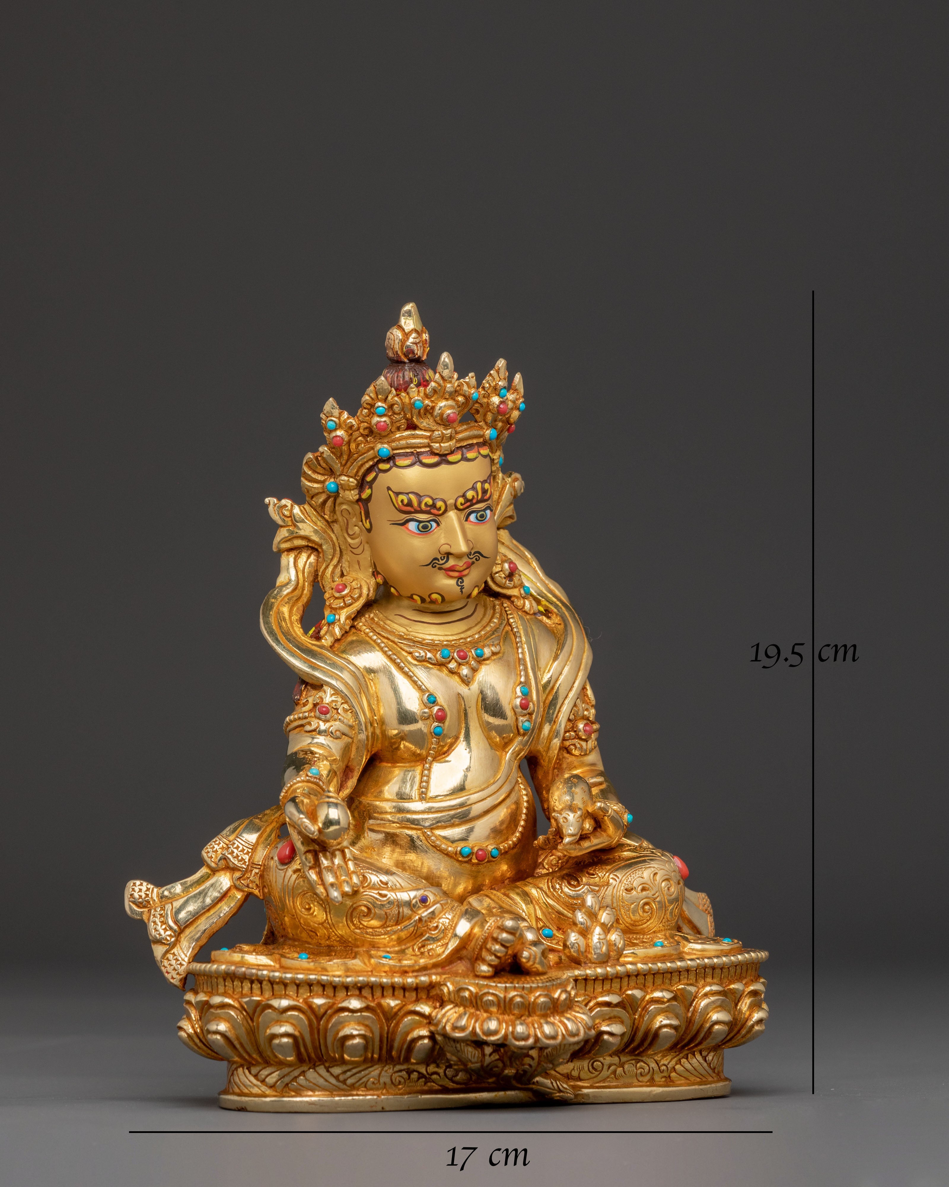 Wealth Bestowing Dzambhala Statue - Hand-Gilded Copper Art