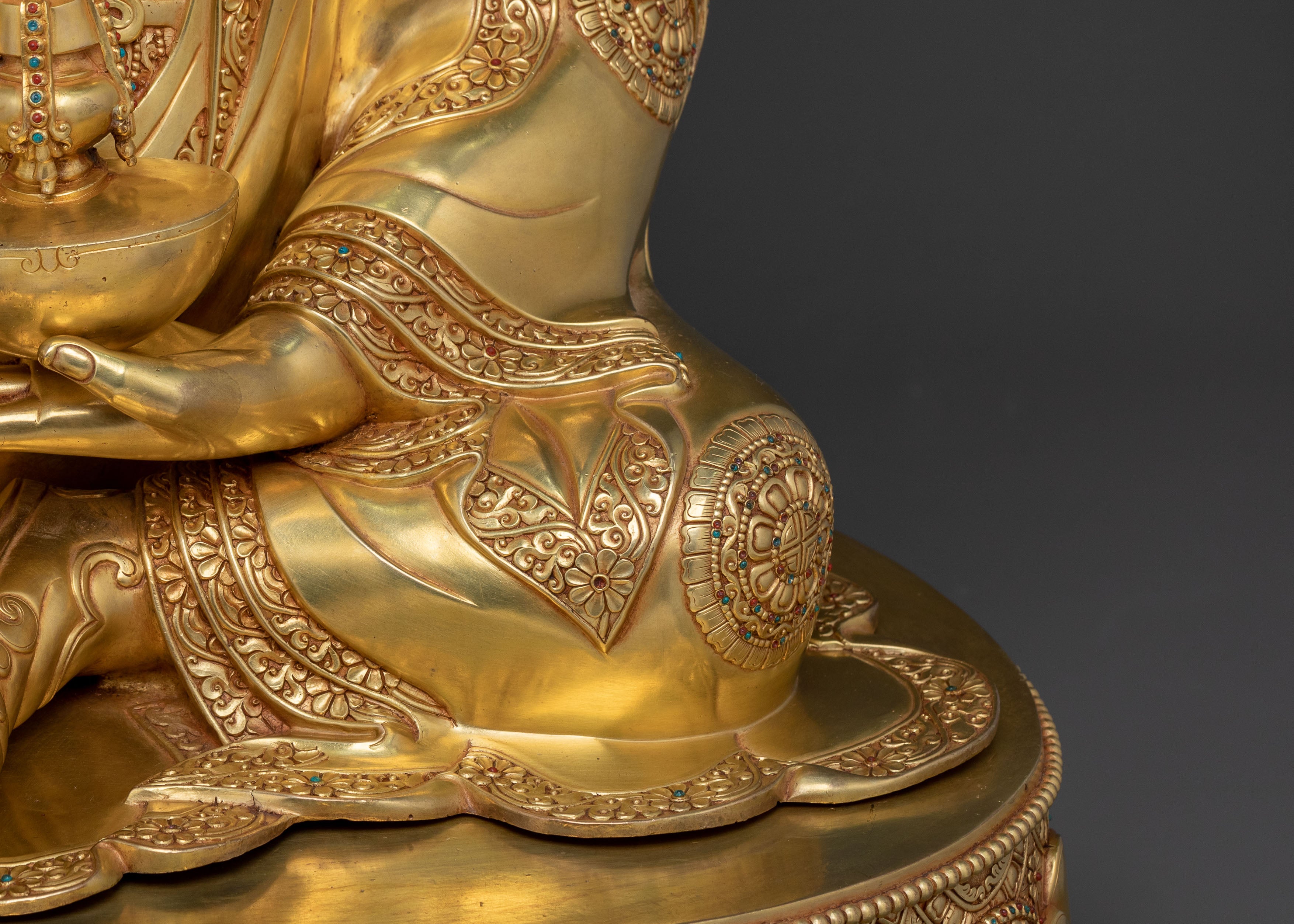 Guru Rinpoche Sacred Lotus Statue | 24K Gold Gilded