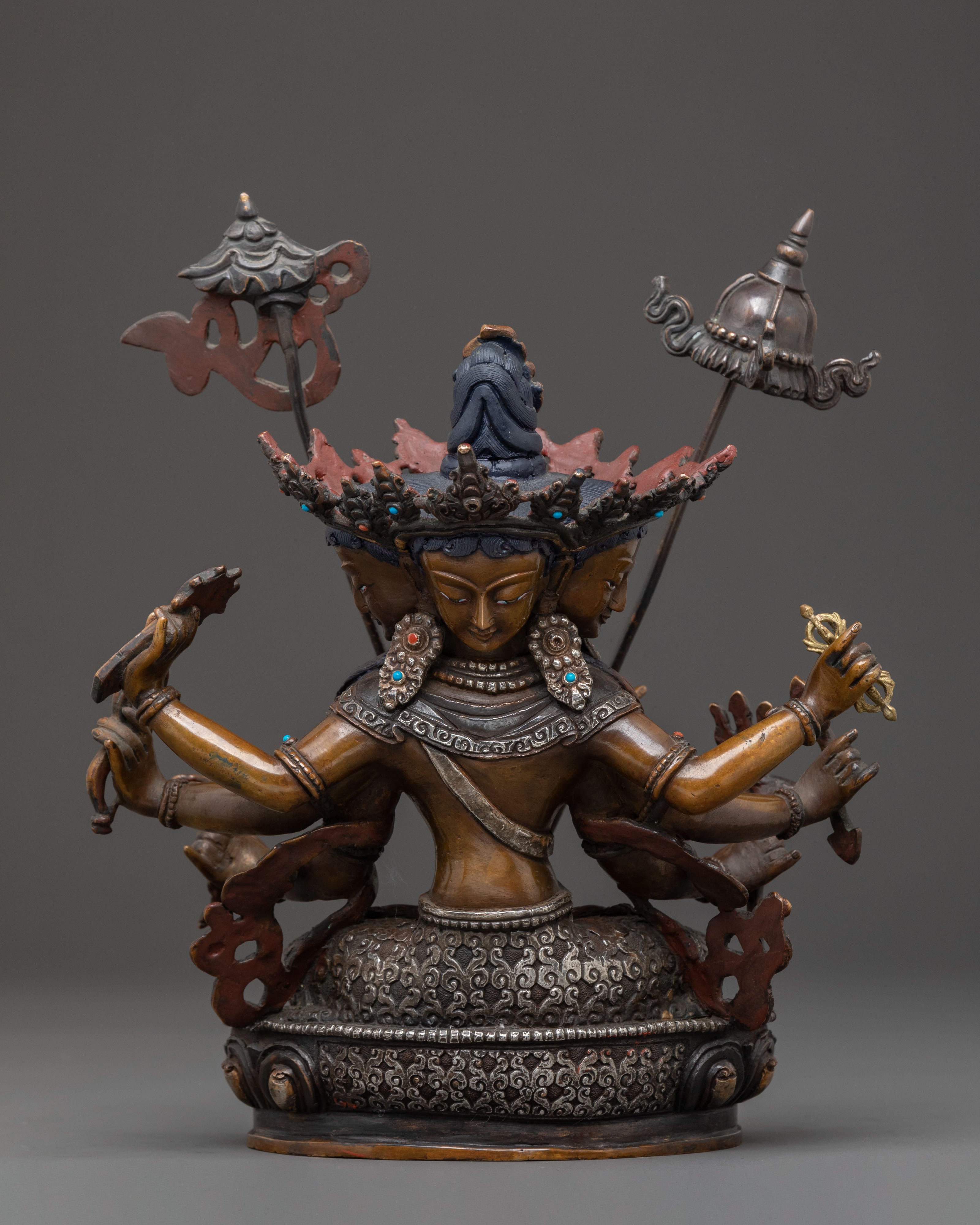 Dhoja Devi Spiritual Statue: Oxidized Copper Serenity