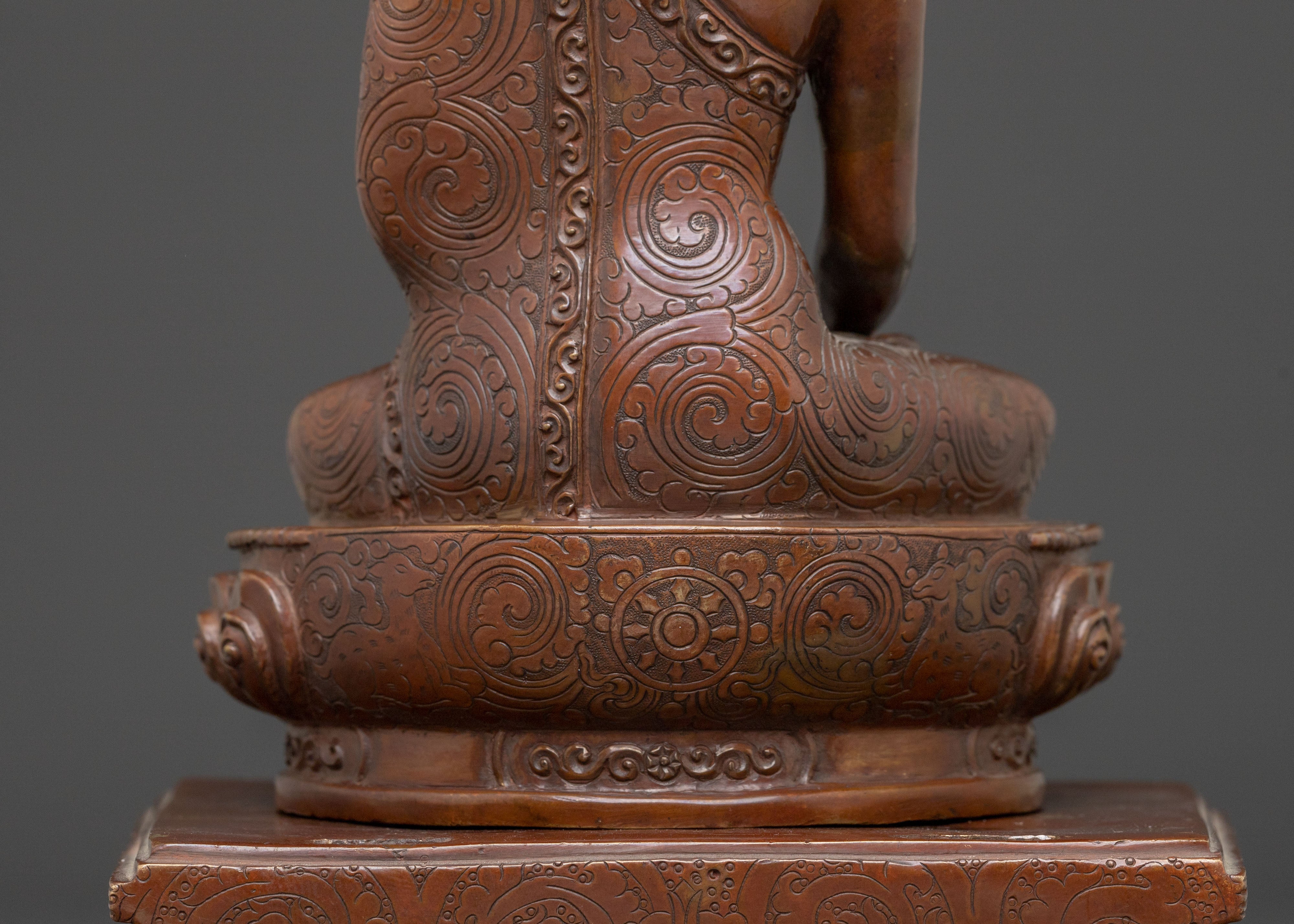 Shakyamuni Buddha Statue | Oxidized Copper Figure