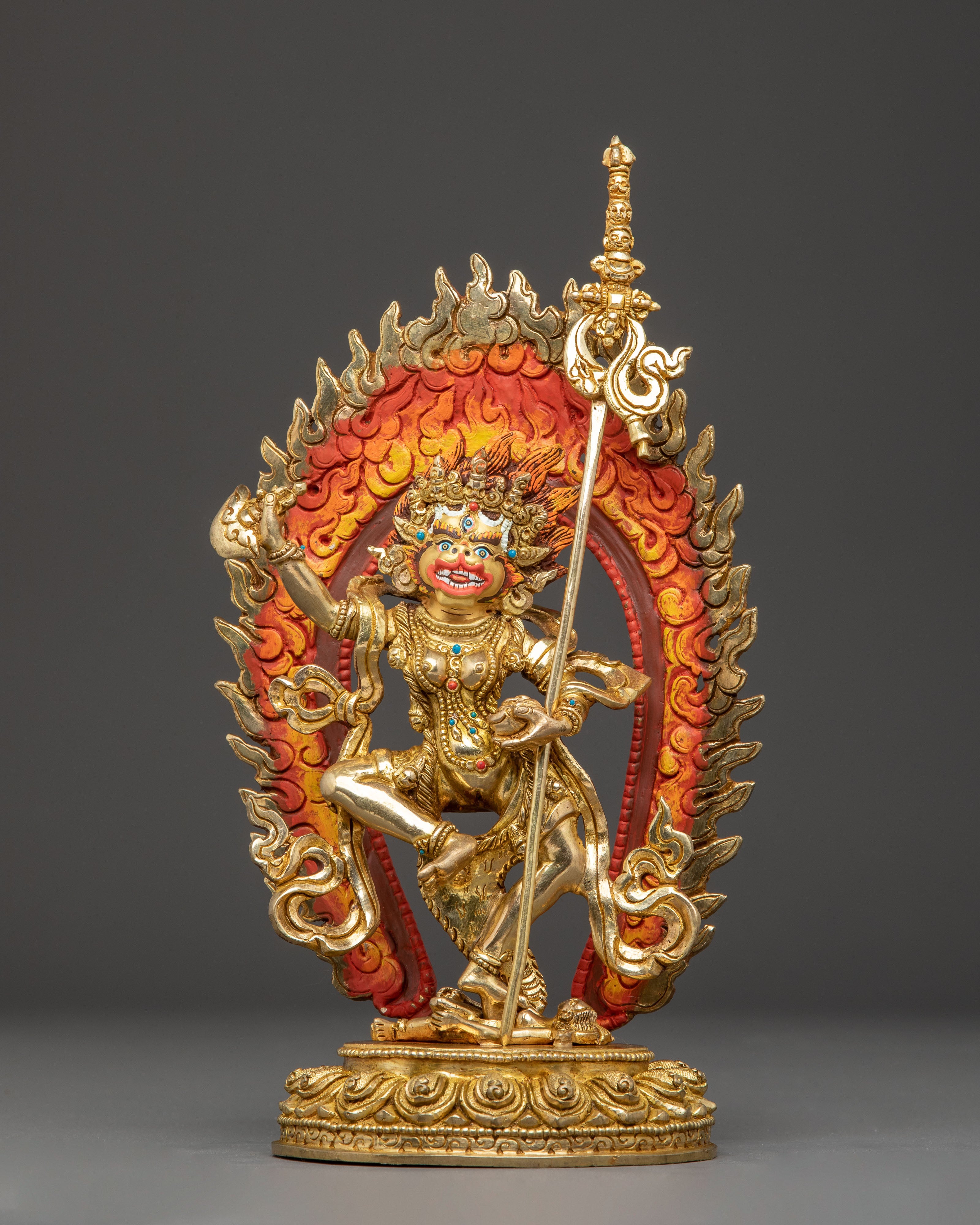 Handcrafted Dharma Protector Simhamukha Statue