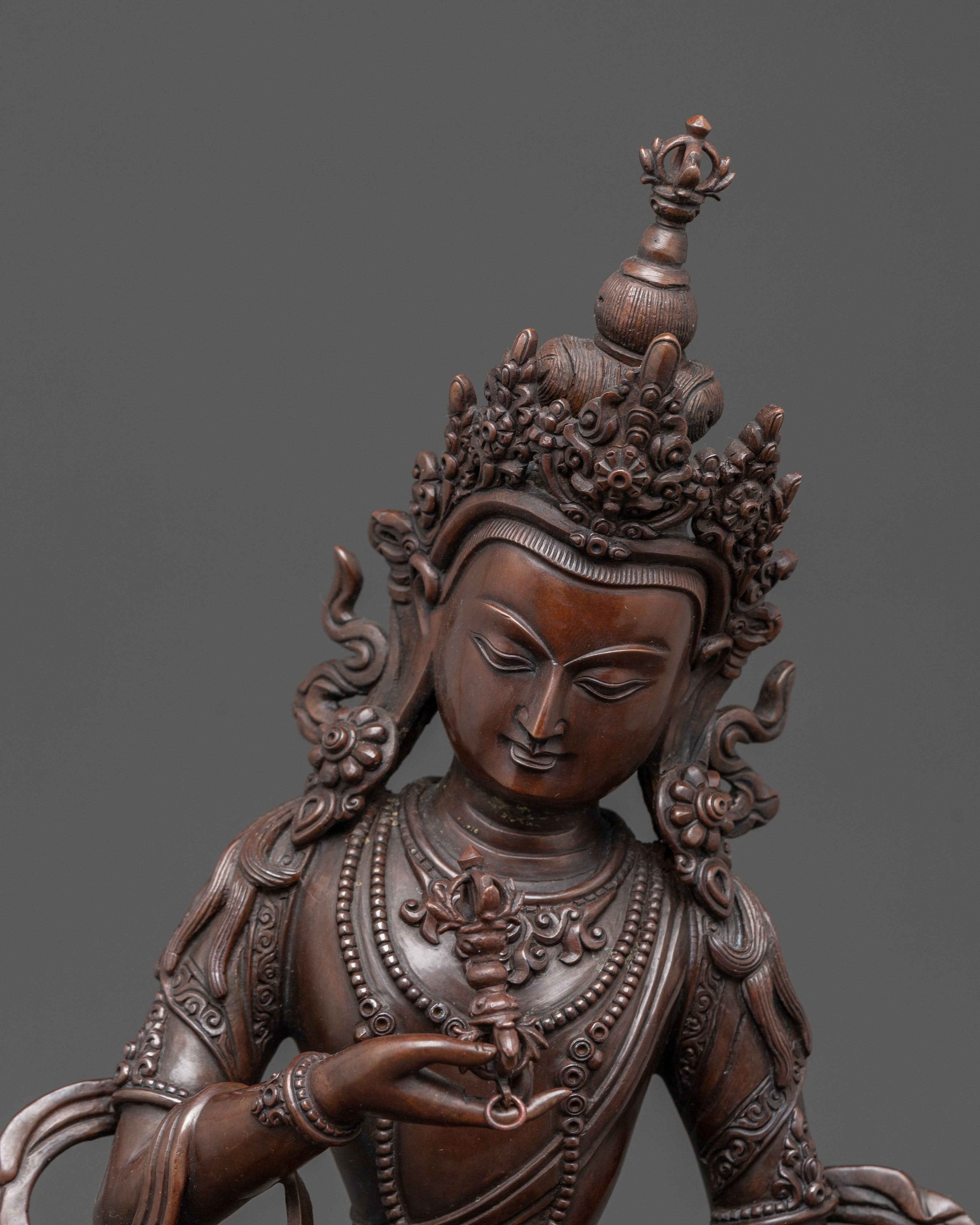 Divine Vajrasattva Sculpture – Oxidized Copper Masterpiece