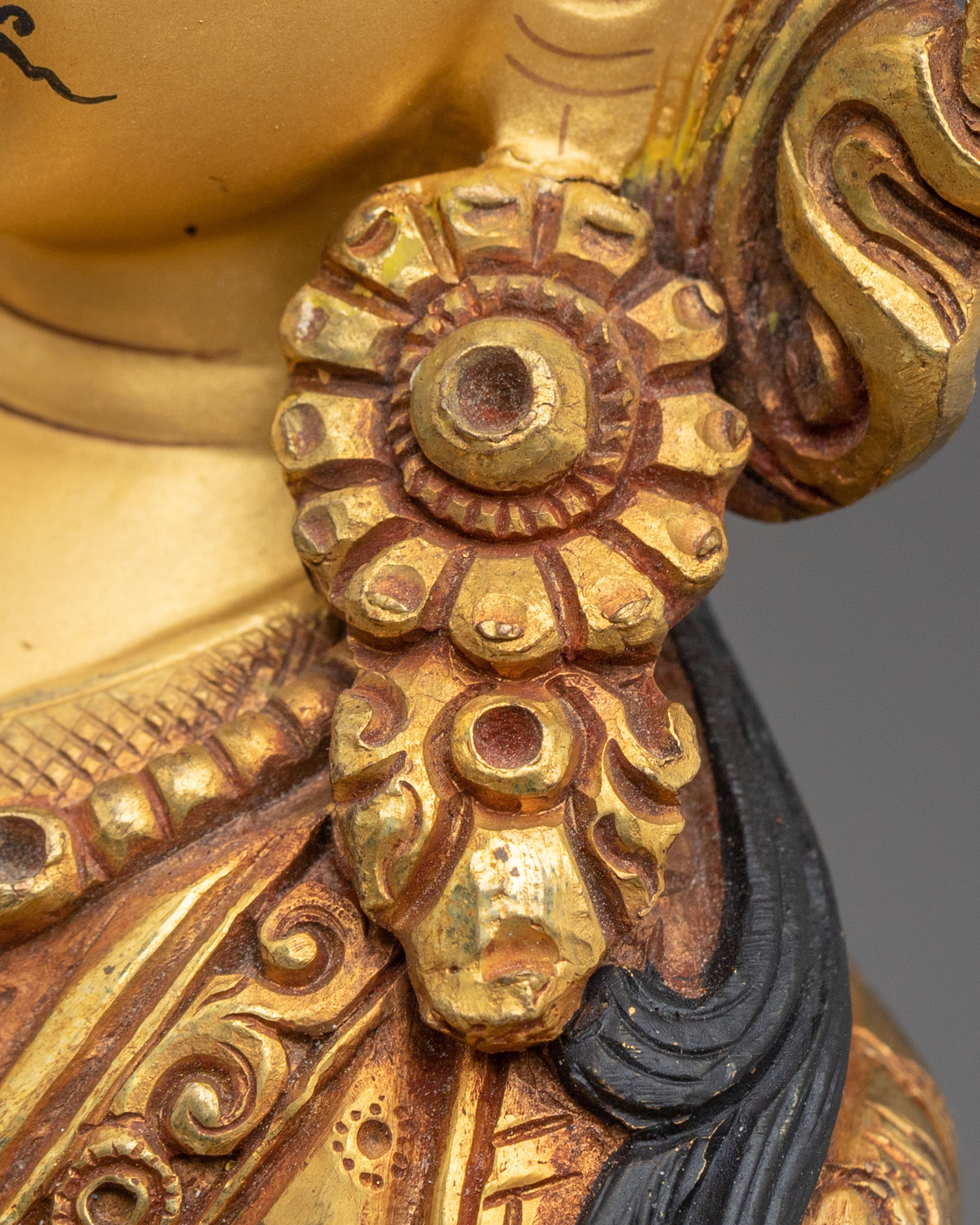 Hand-Carved Guru Rinpoche Sculpture | Copper Figurine