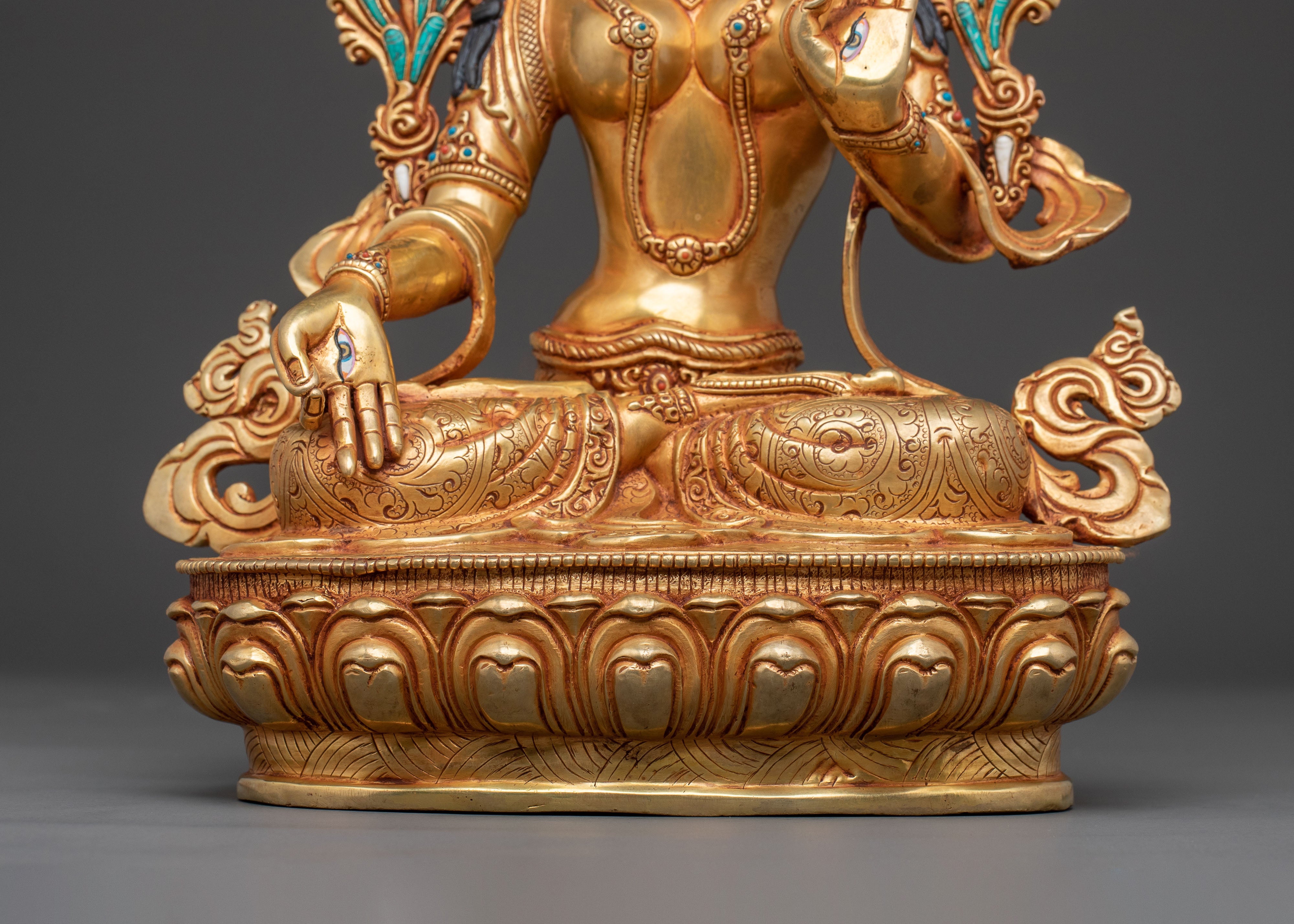 White Tara Statue Guardian of Wellness: Hand-Gilded Copper