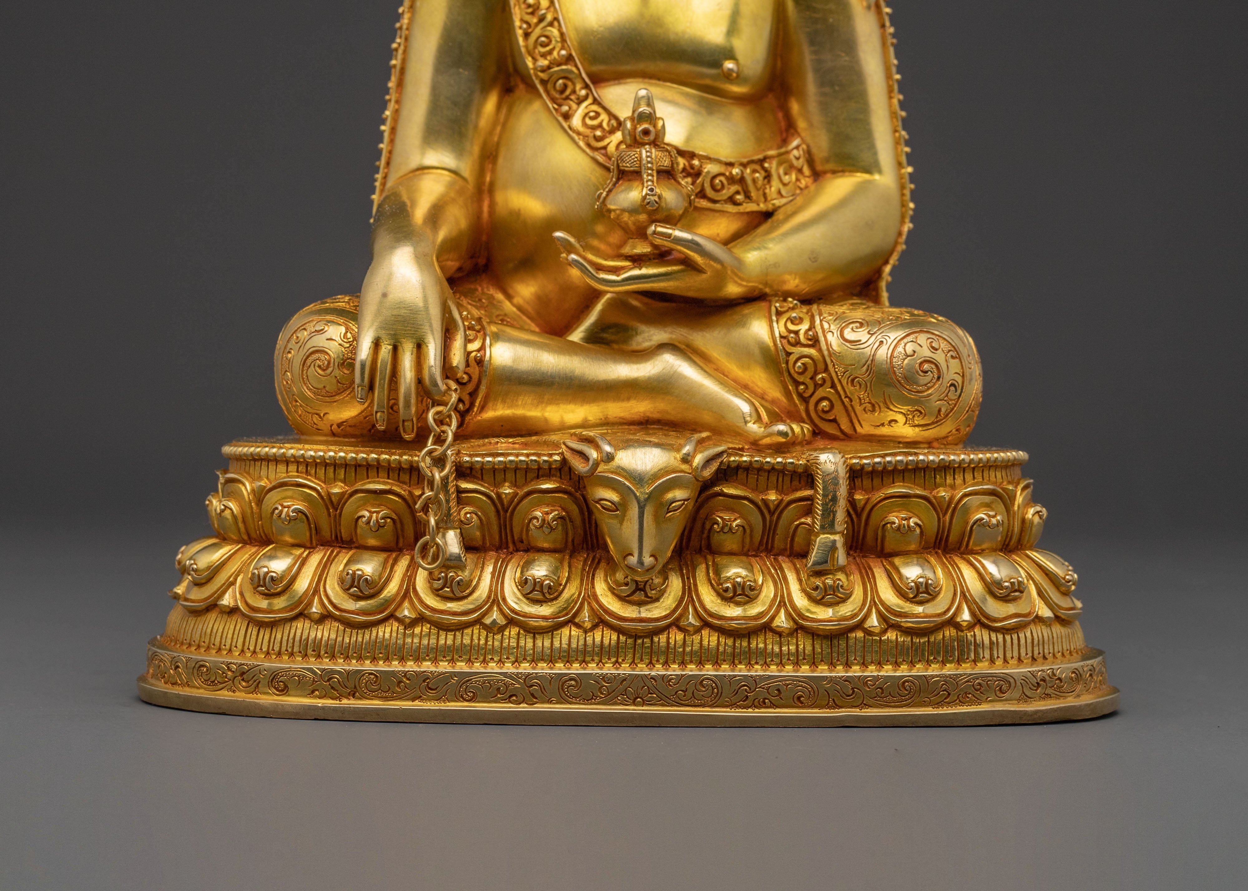 Master Thangtong Gyalpo Spiritual Statue: Hand-Gilded Copper Artistry