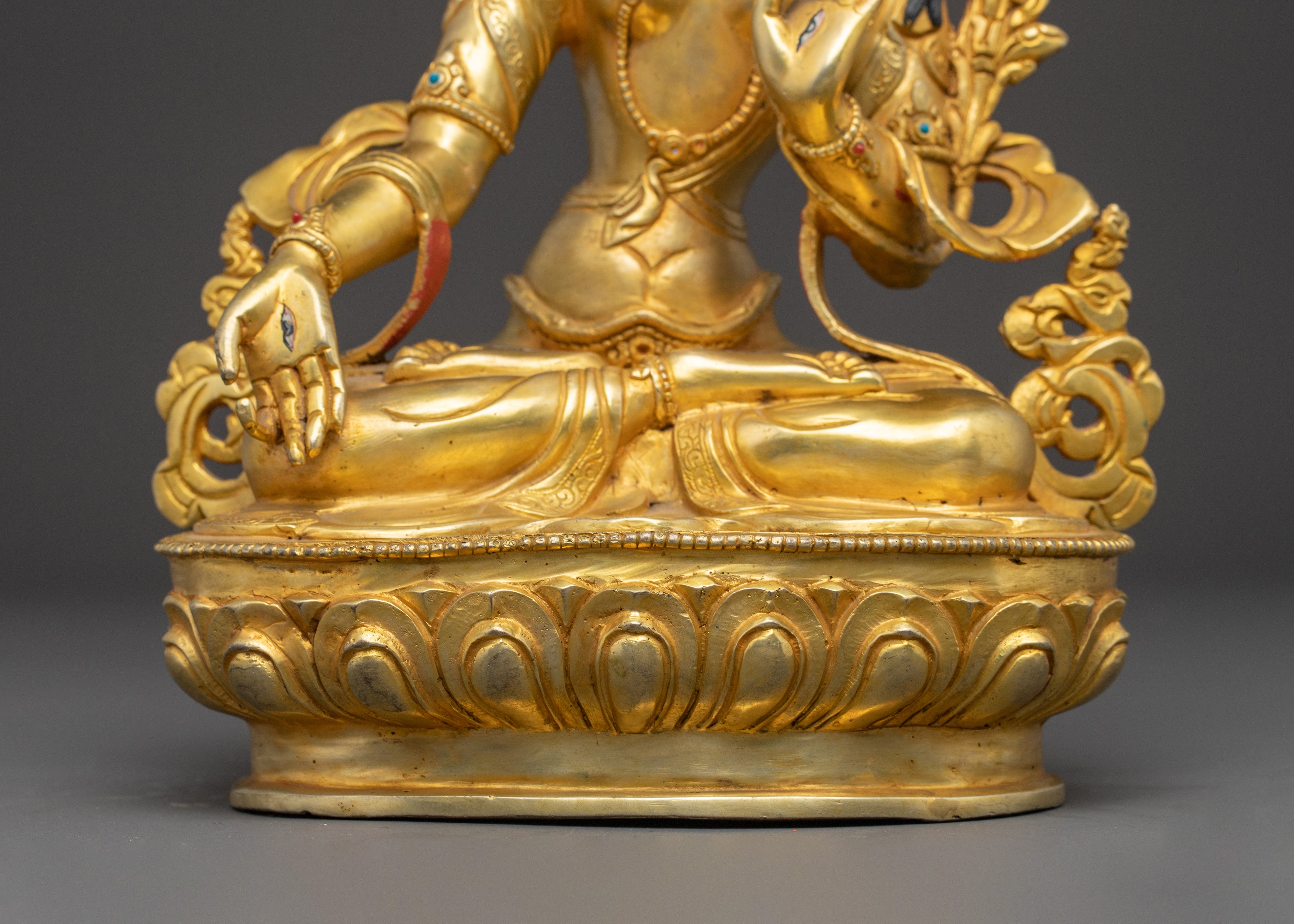 White Tara Statue: Compassion and Long Life | Gold Gilded Nepali Art