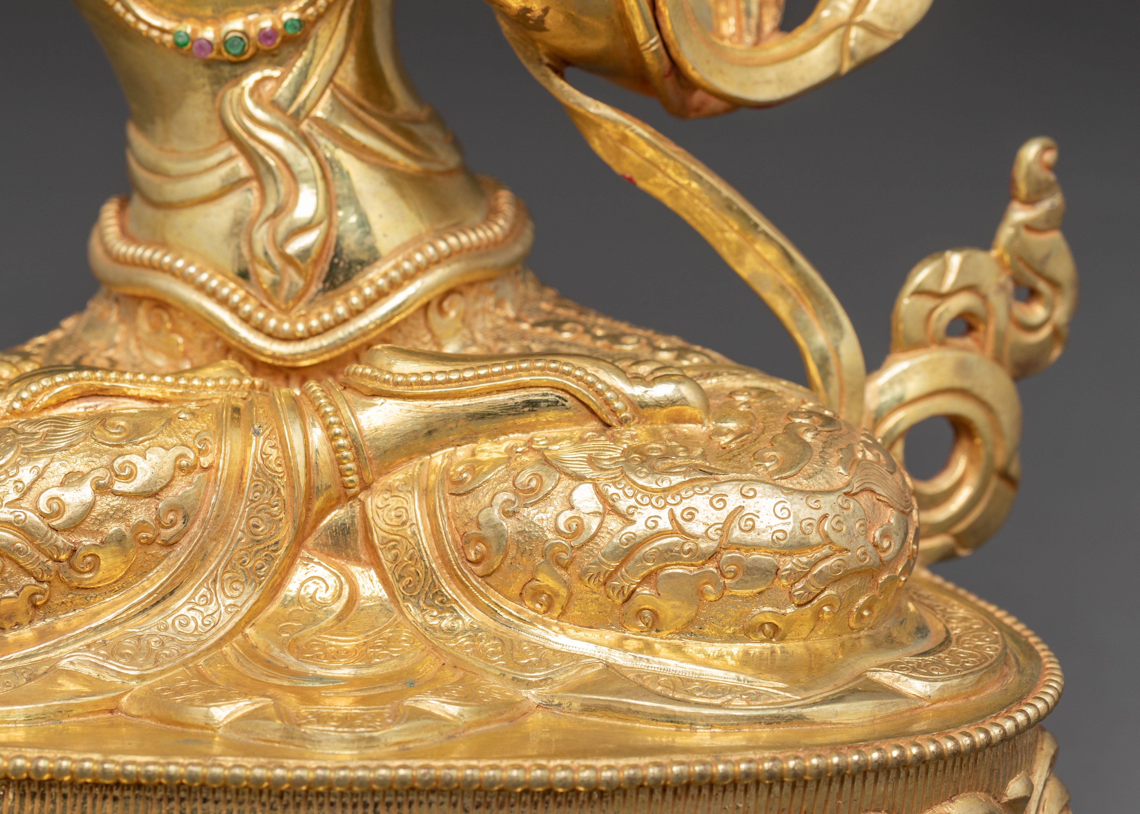 Handmade Dharma Icon Bodhisattva Manjushri Statue | Buddhist Spiritual Decor