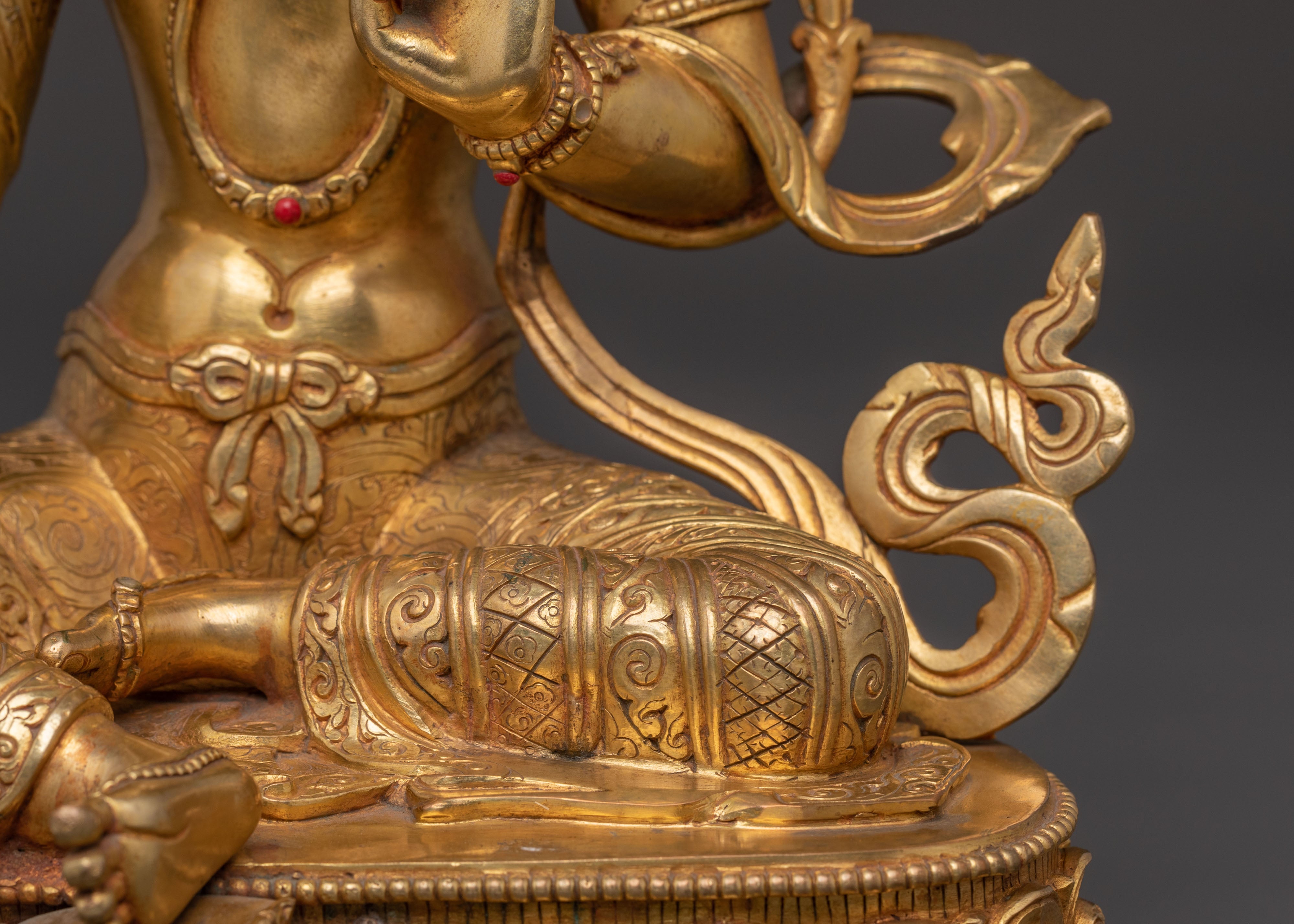 Golden Green Tara Peace Statue | Spiritual Home Decor