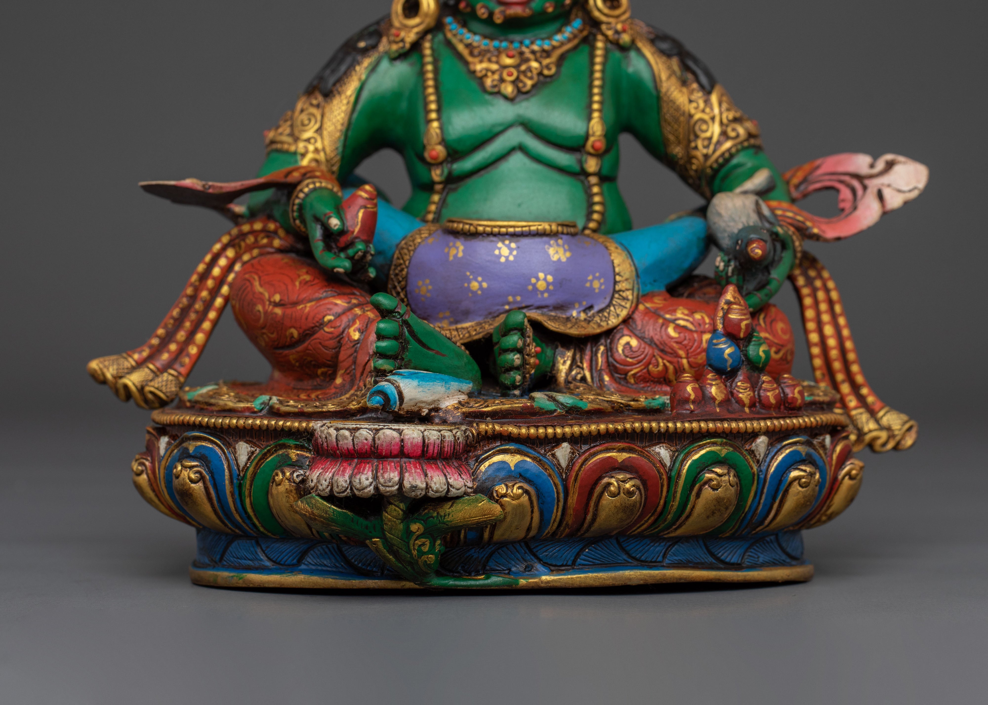 Green Dzambhala Statue | Handcrafted Wealth Deity