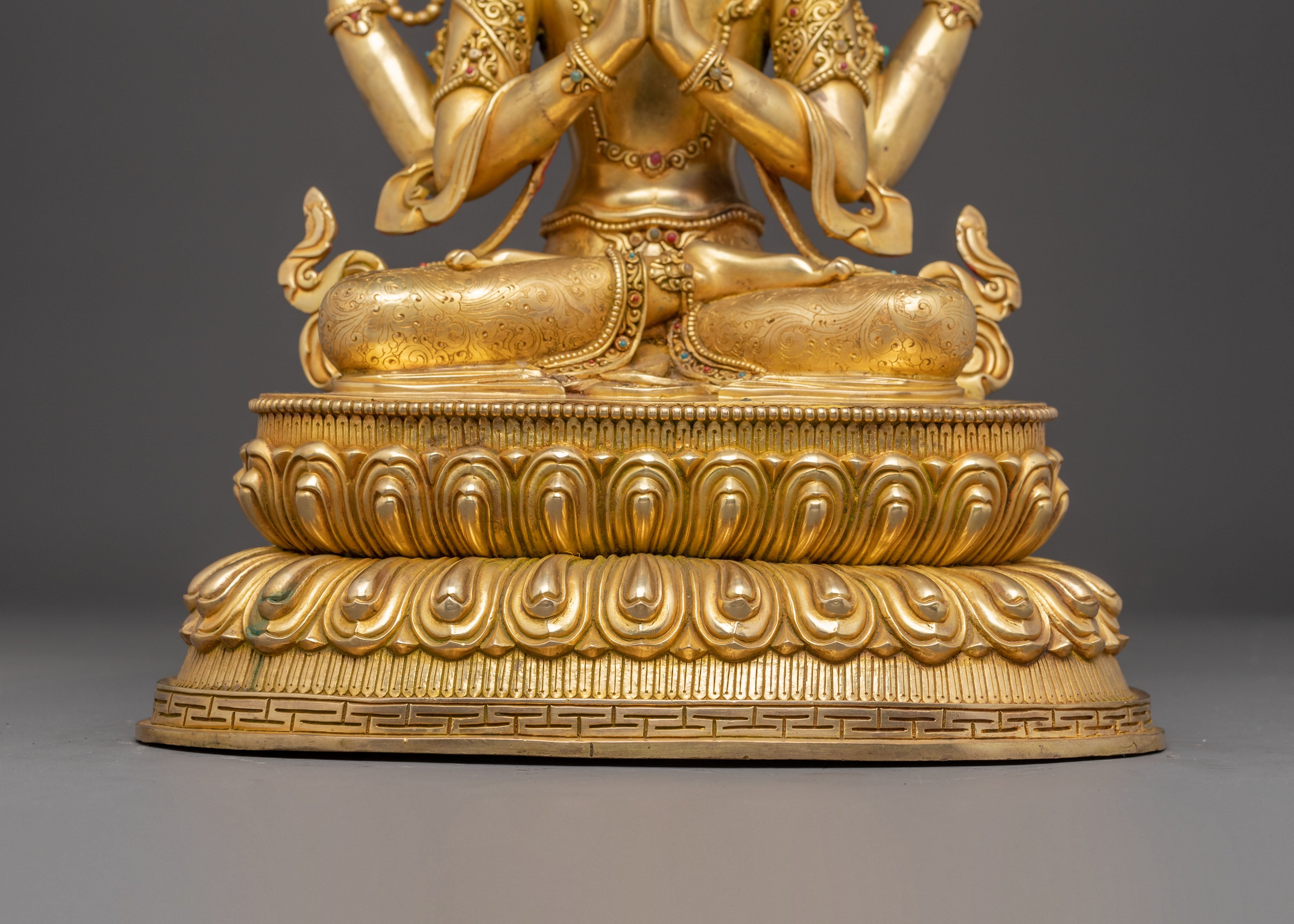 Himalayan Handcrafted Sculpture of Bodhisattva Chenrezig