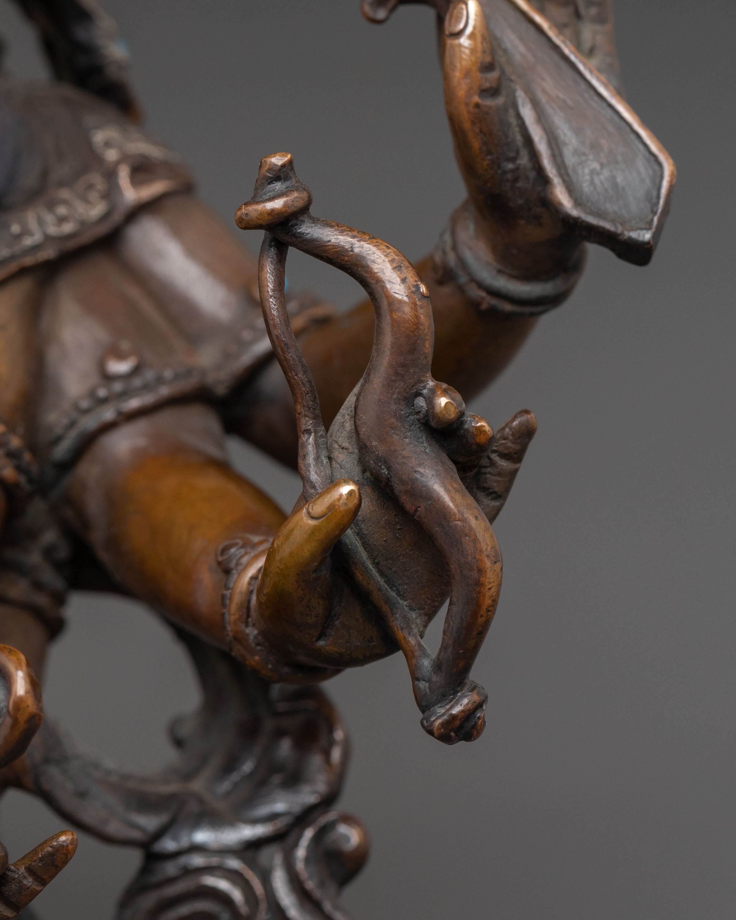 Dhoja Devi Spiritual Statue: Oxidized Copper Serenity