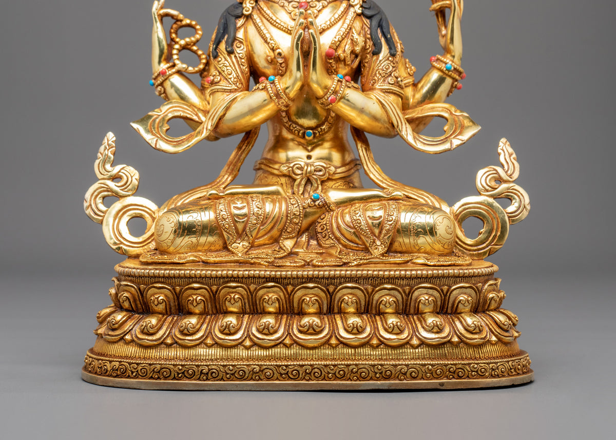 Four Armed Chenrezig Handmade Sculpture