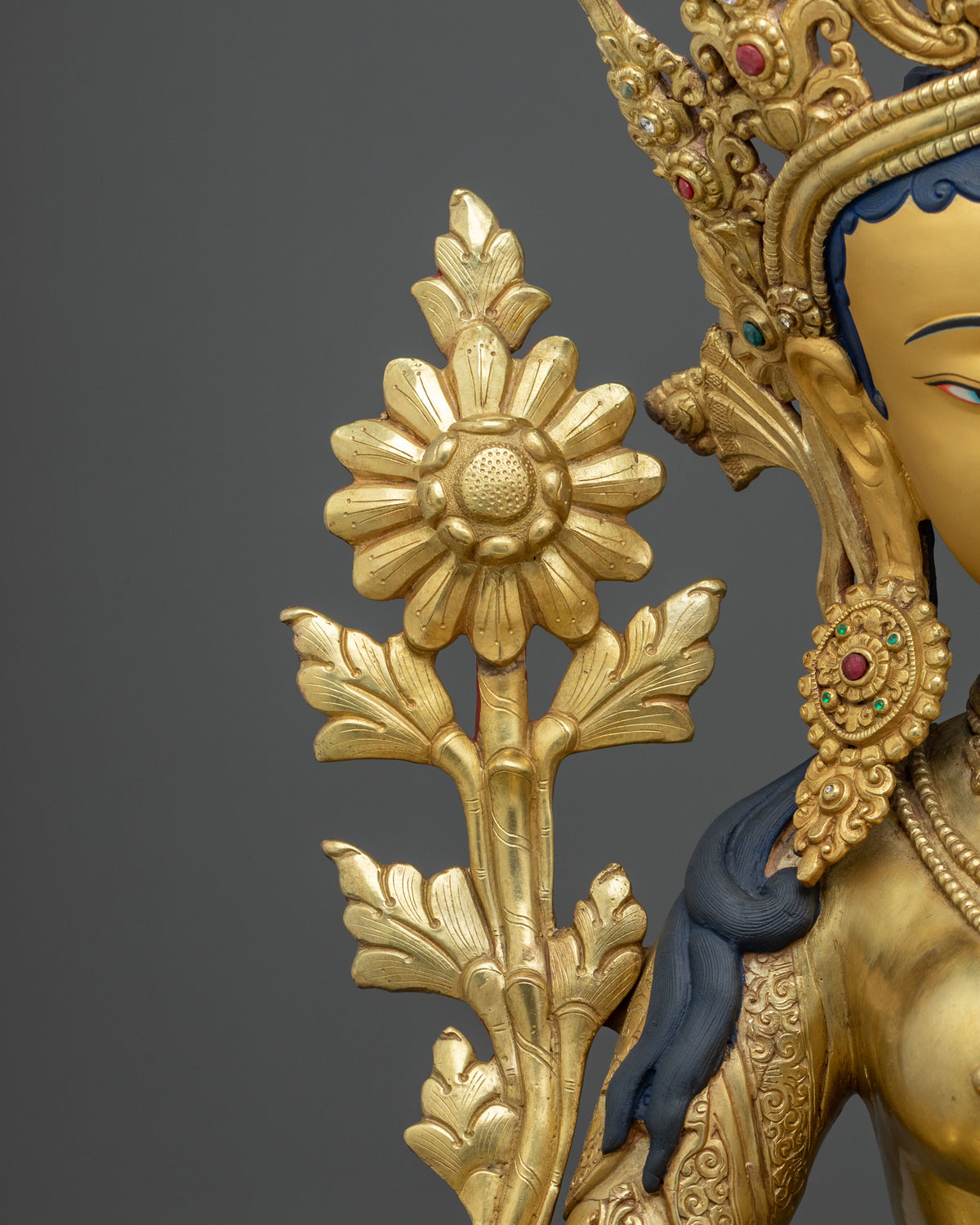 Handmade Green Tara Copper Sculpture | Buddhist Protector