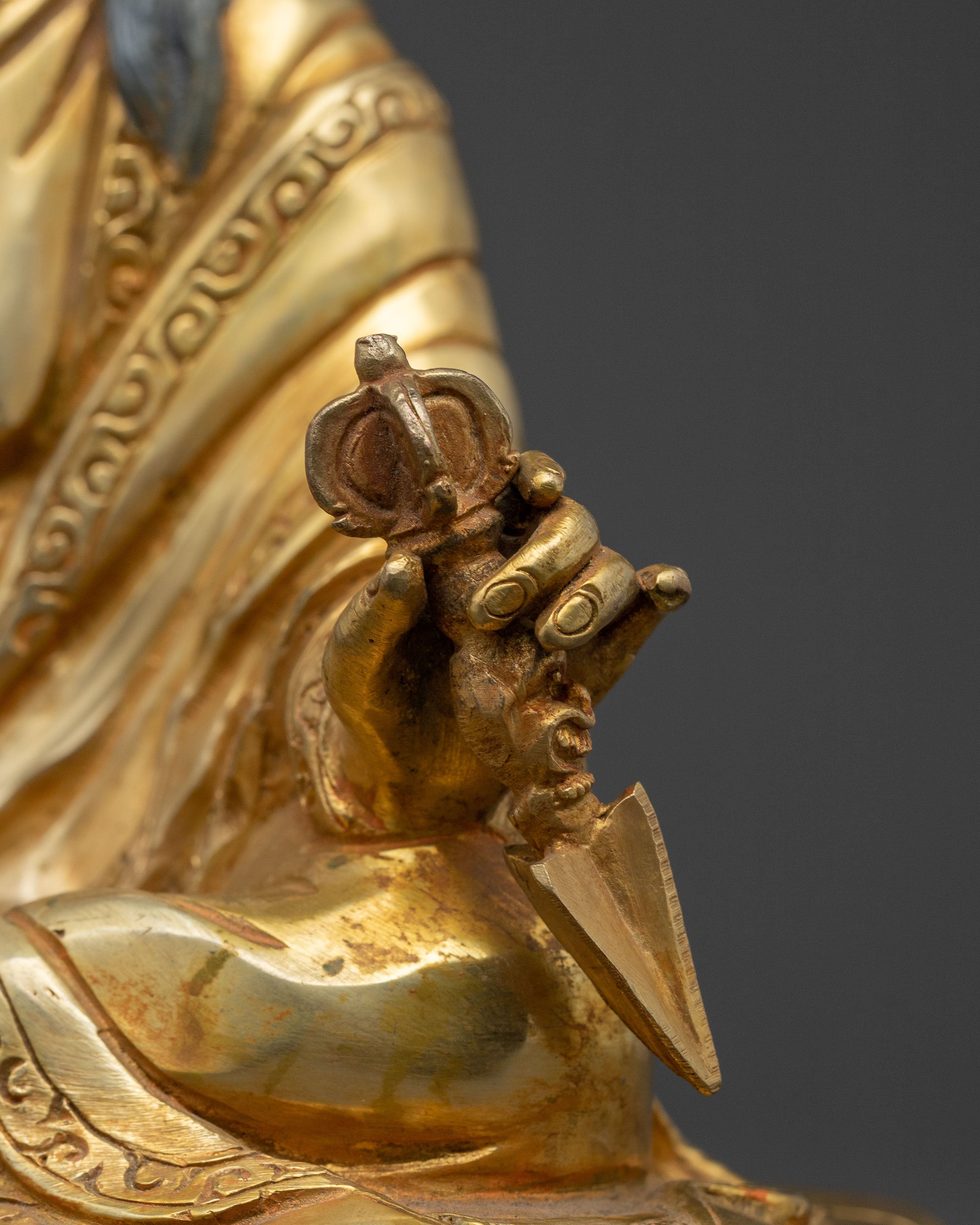 Handcrafted Dudjom Lingpa Statue – 24K Gold Gilded Statue