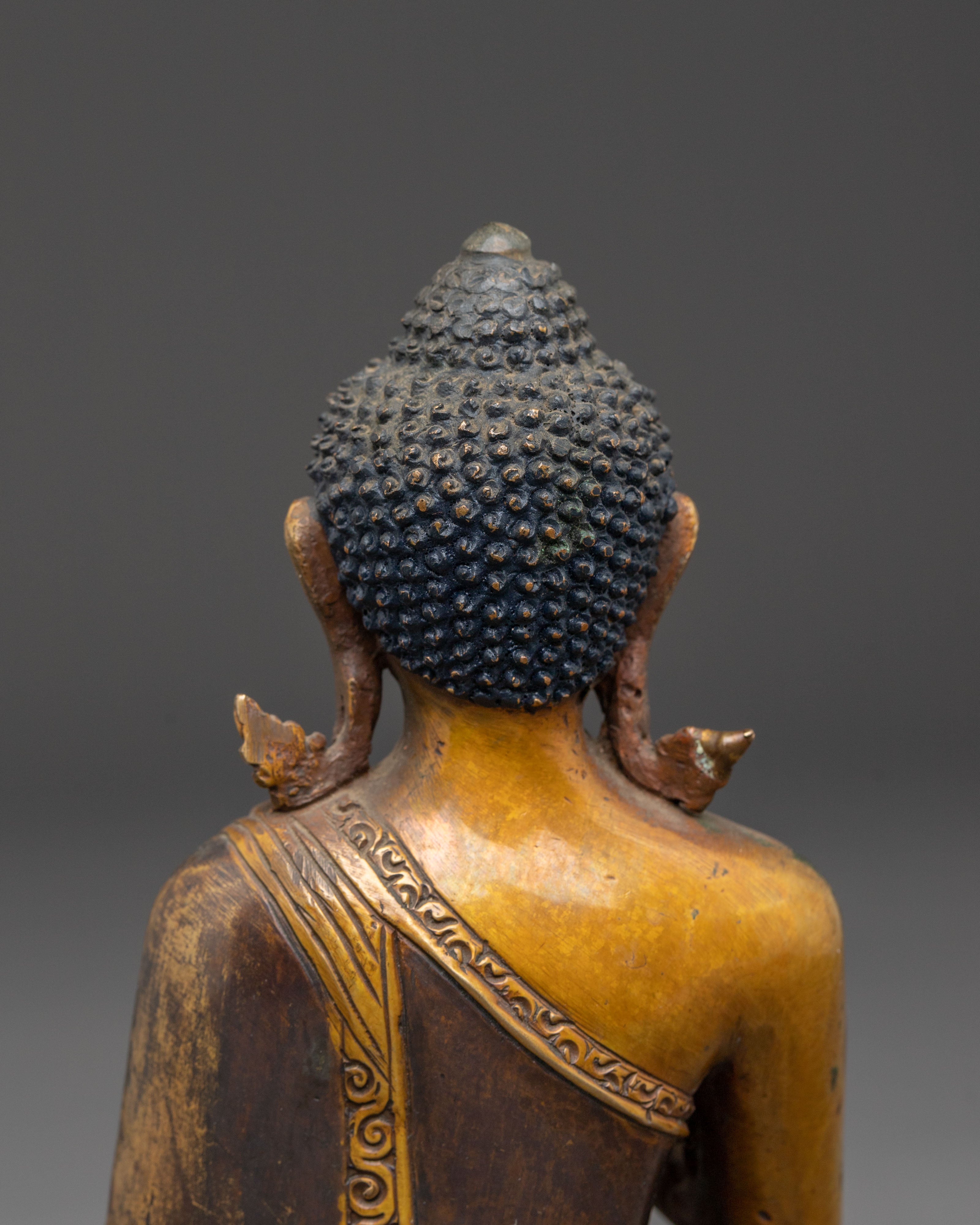 Handmade Amogasiddhi Oxidized Copper Statue | Altar Decor for Meditation