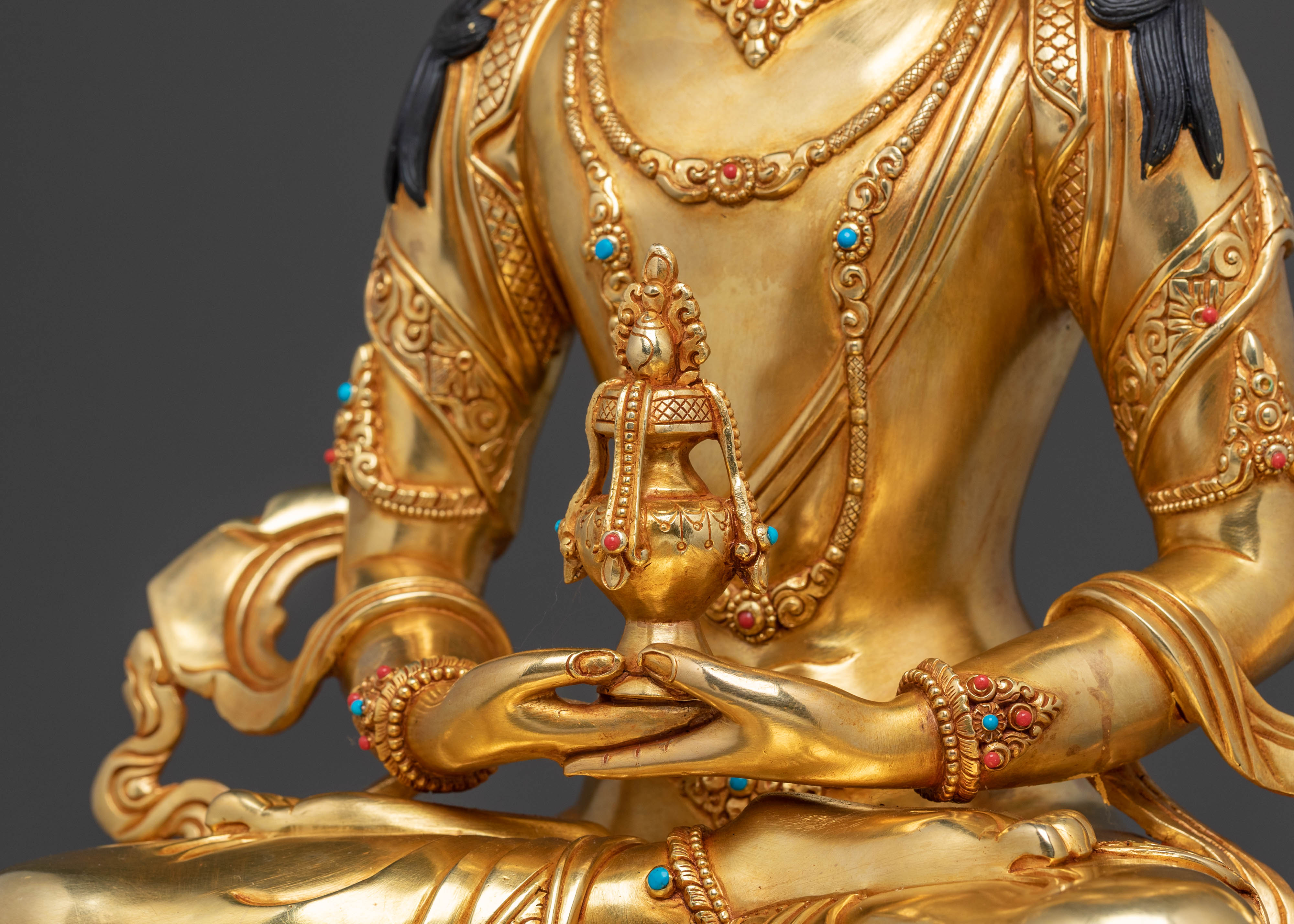 Handcrafted 24K Gold Gilded Amitayus Statue | Symbol of Longevity