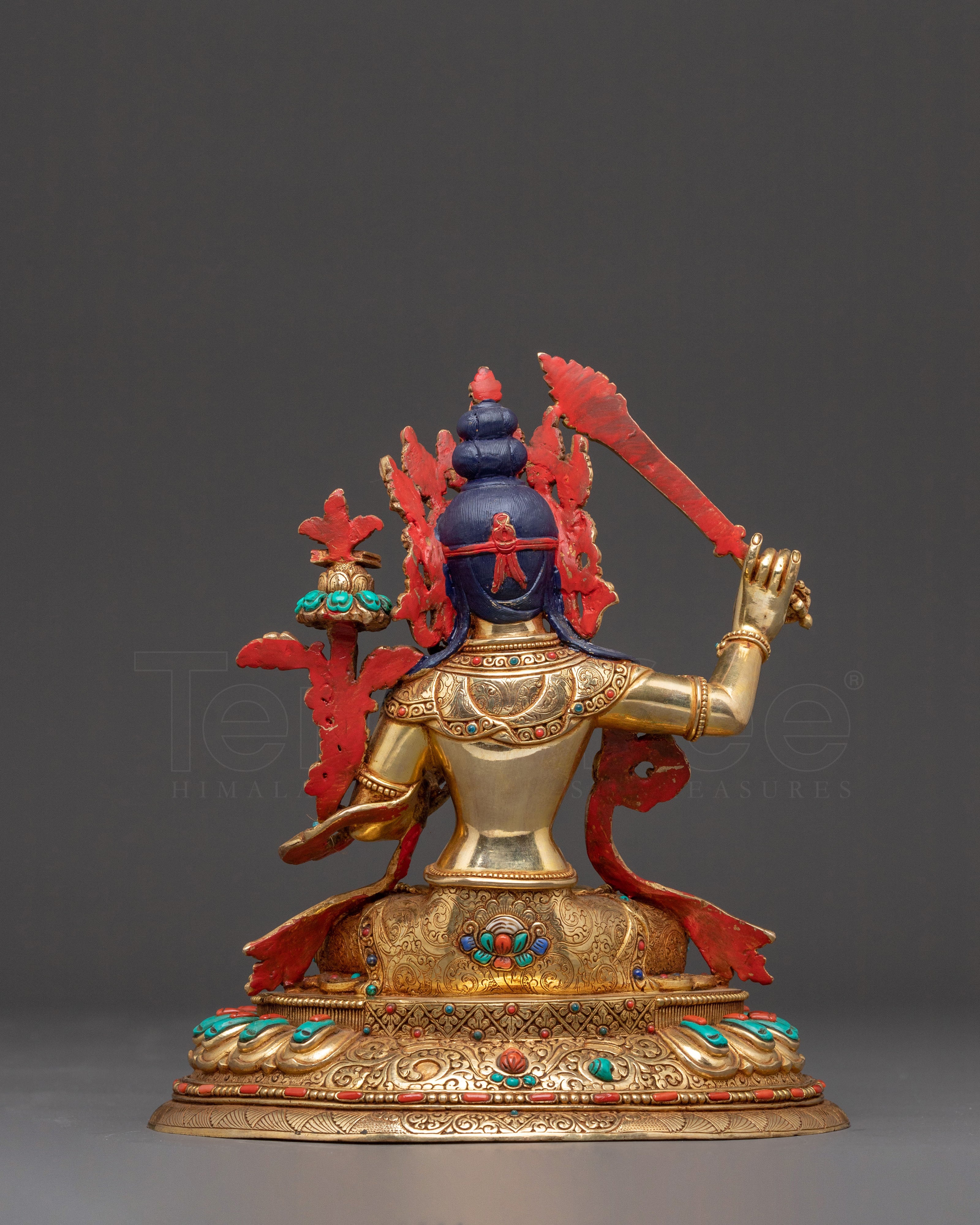 Tibetan Manjushri Wisdom Deity Statue | 24K Gold Gilded Statue
