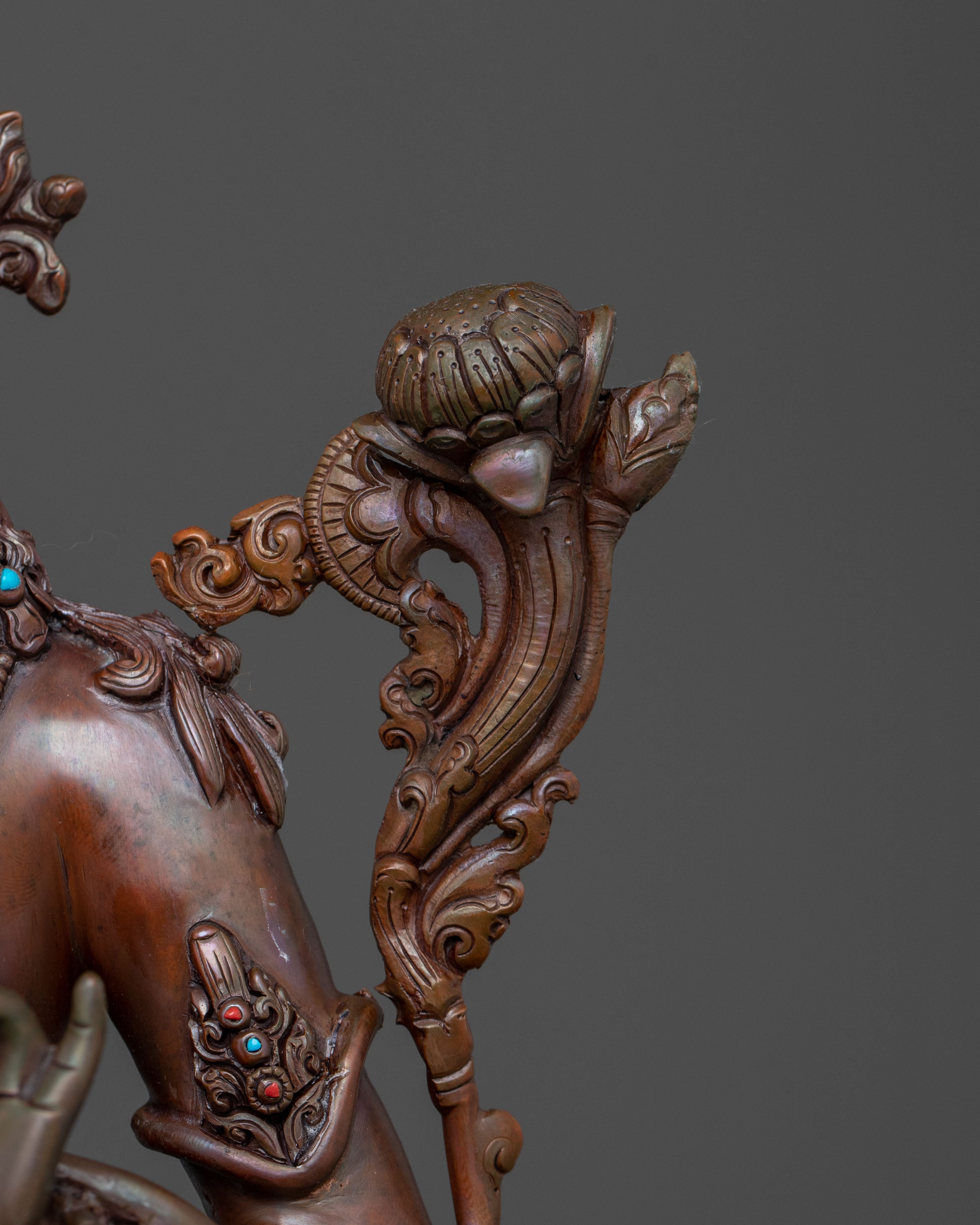 Mother Green Tara Oxidized Copper Statue
