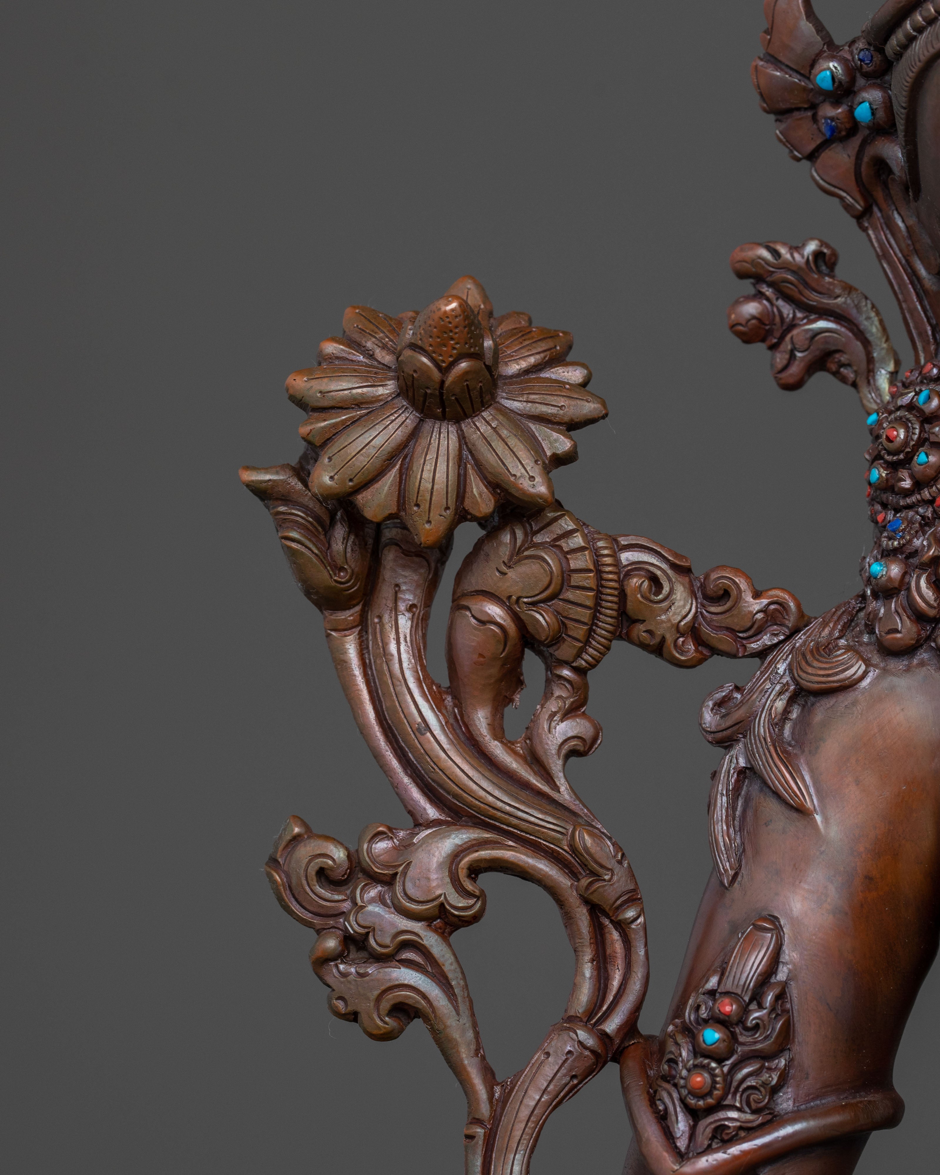 Mother Green Tara Oxidized Copper Statue