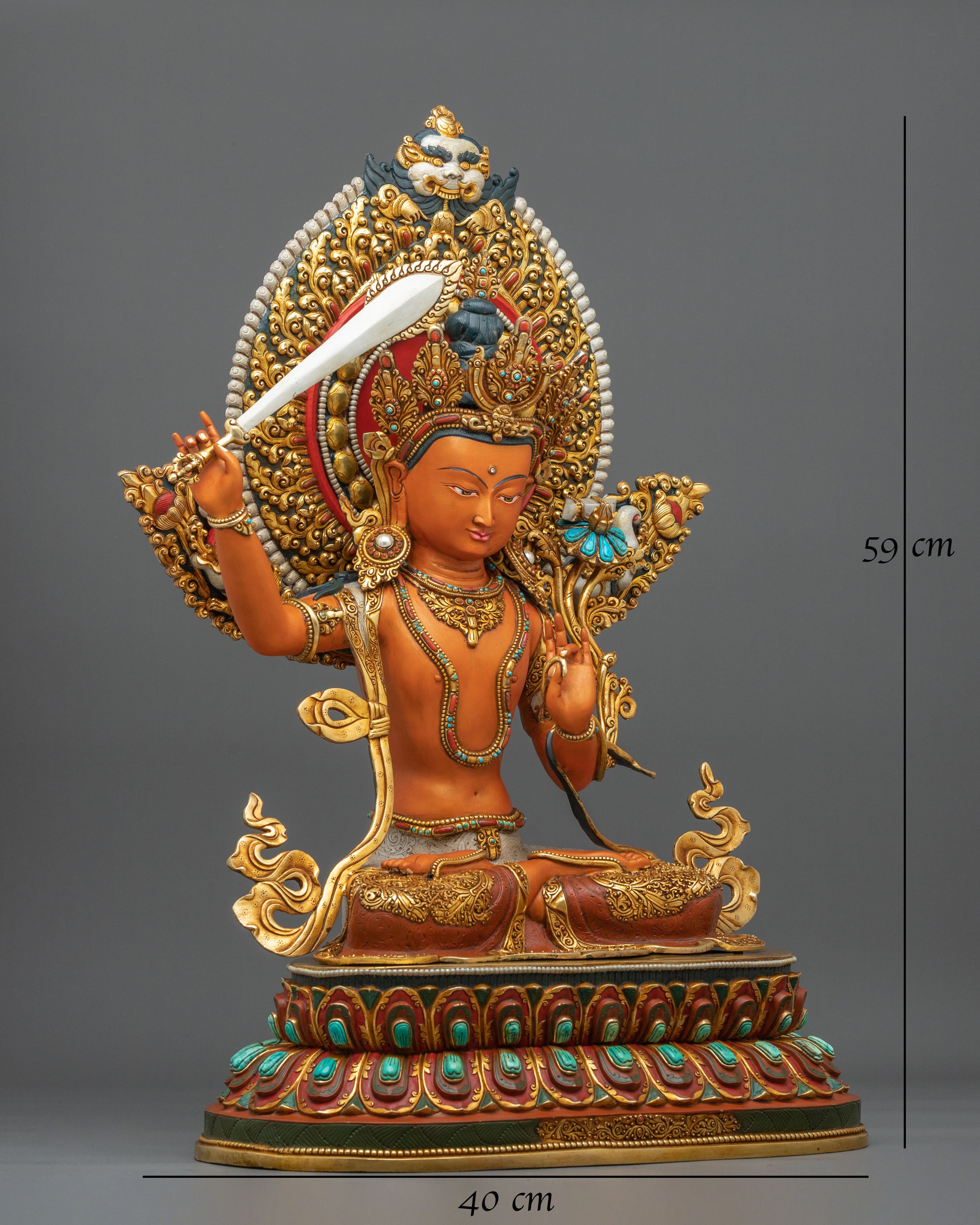 Manjushri Statue with 24K Gold Gilding | Made in Nepal