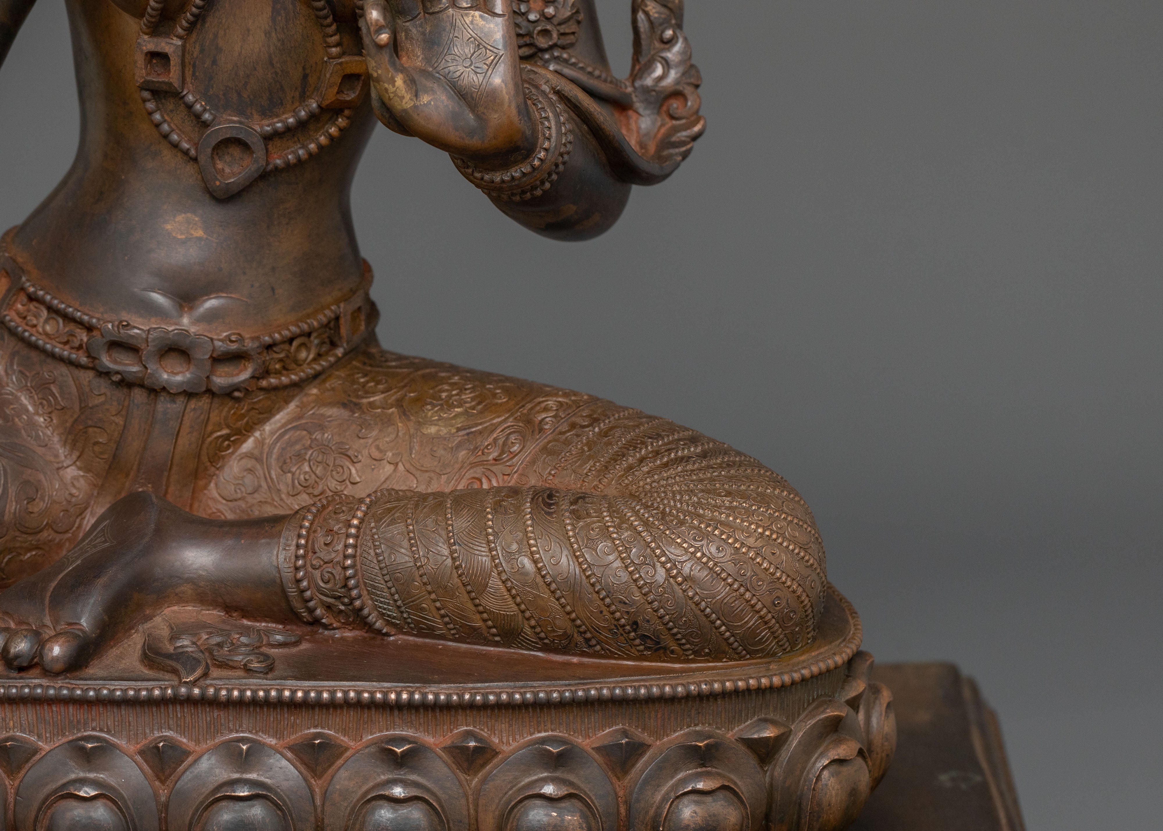 Green Tara Statue On Throne | Goddess of Protection