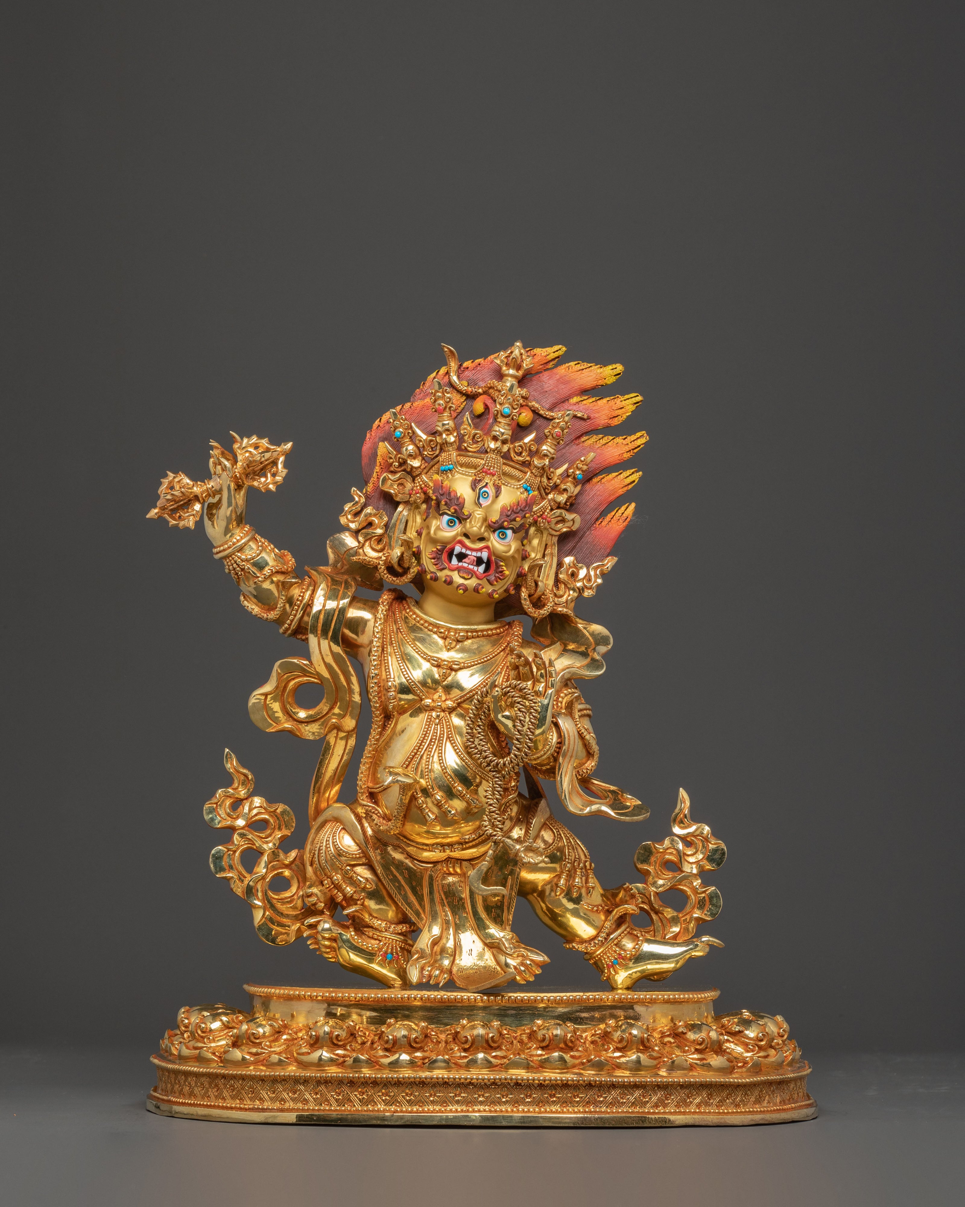 Vajrapani Tibetan Guardian Statue – Gilded Copper Art