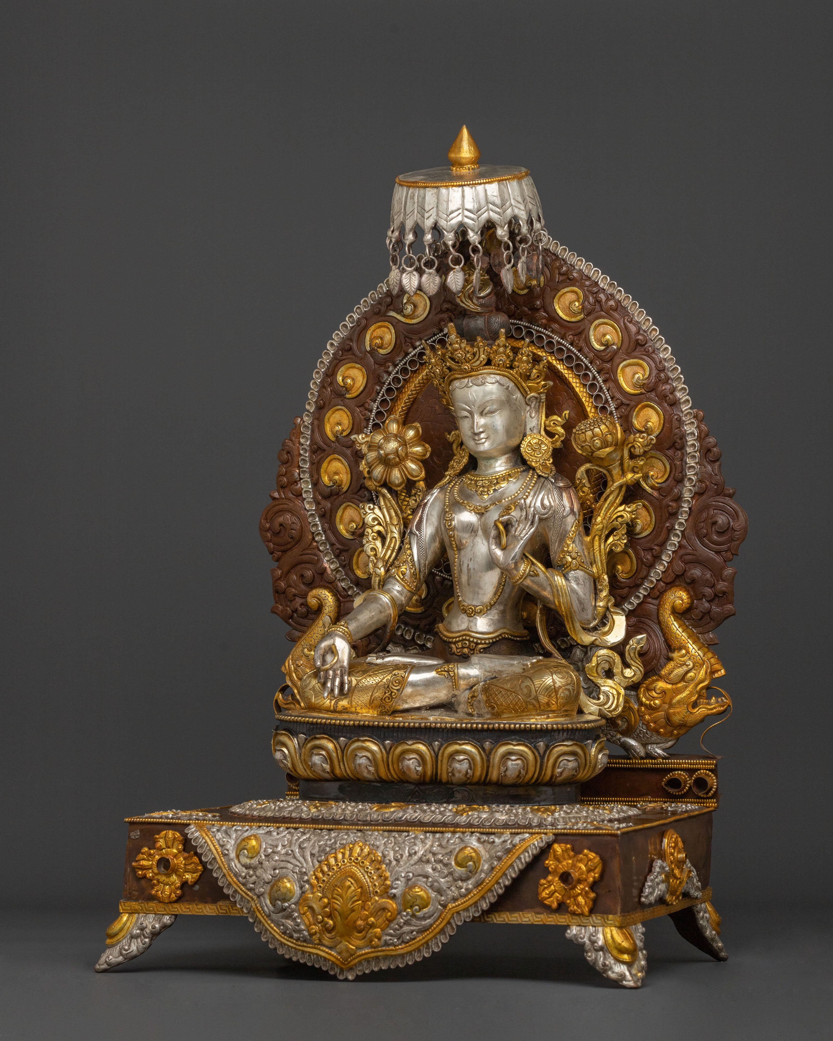 Green Tara Silver Plated Statue | Goddess of Compassion