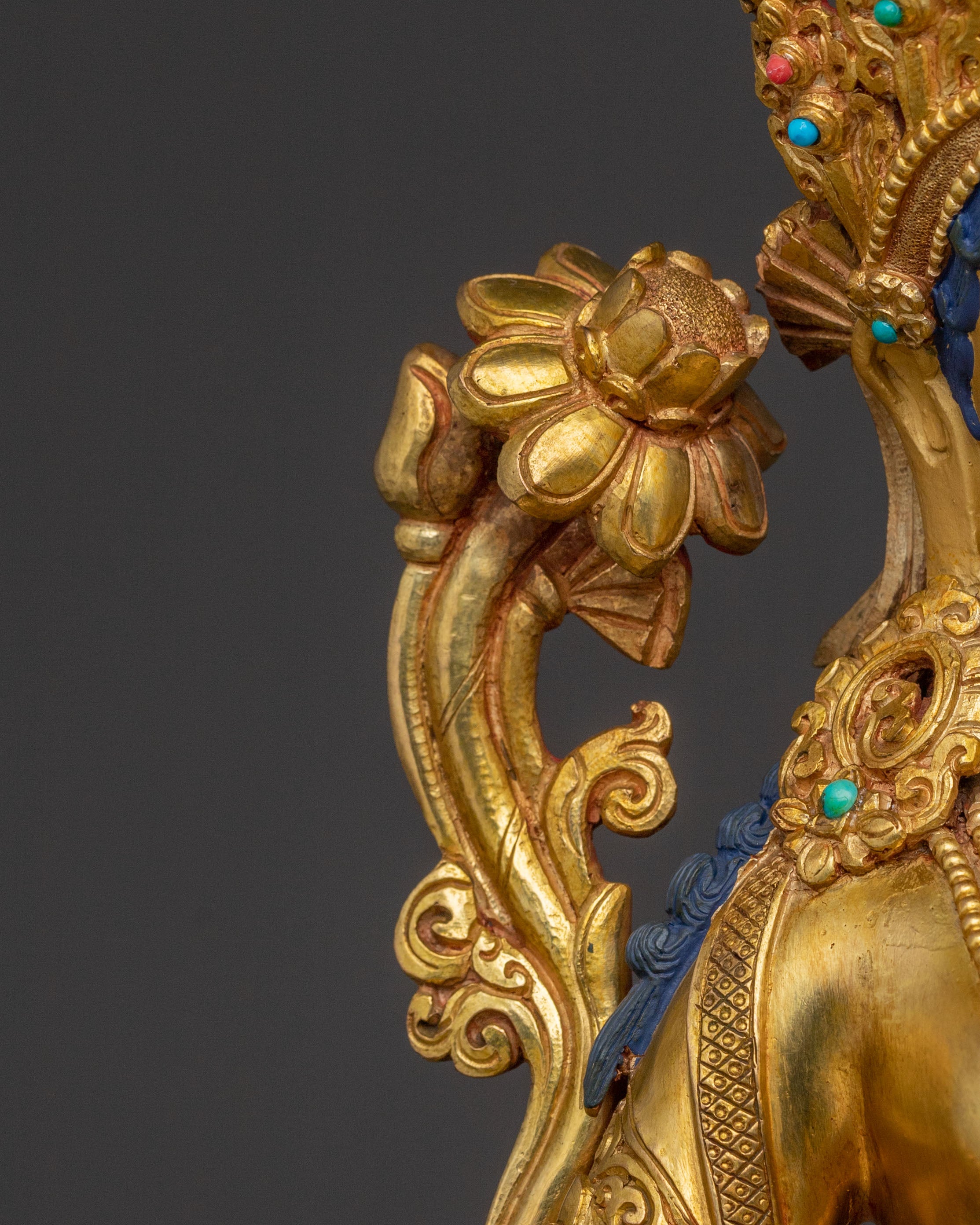 Green Tara Statue | Handcrafted 24K Gold Gilded