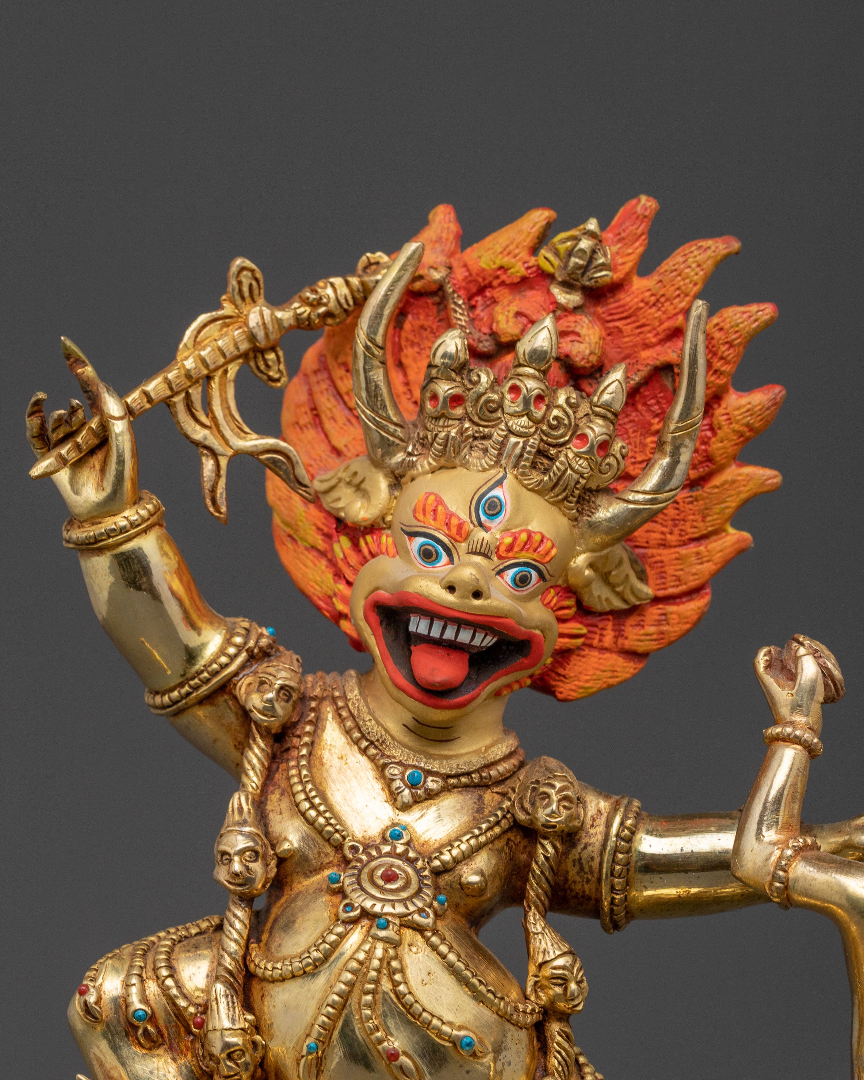 Majestic 24K Gold Gilded Statue of Yamantaka