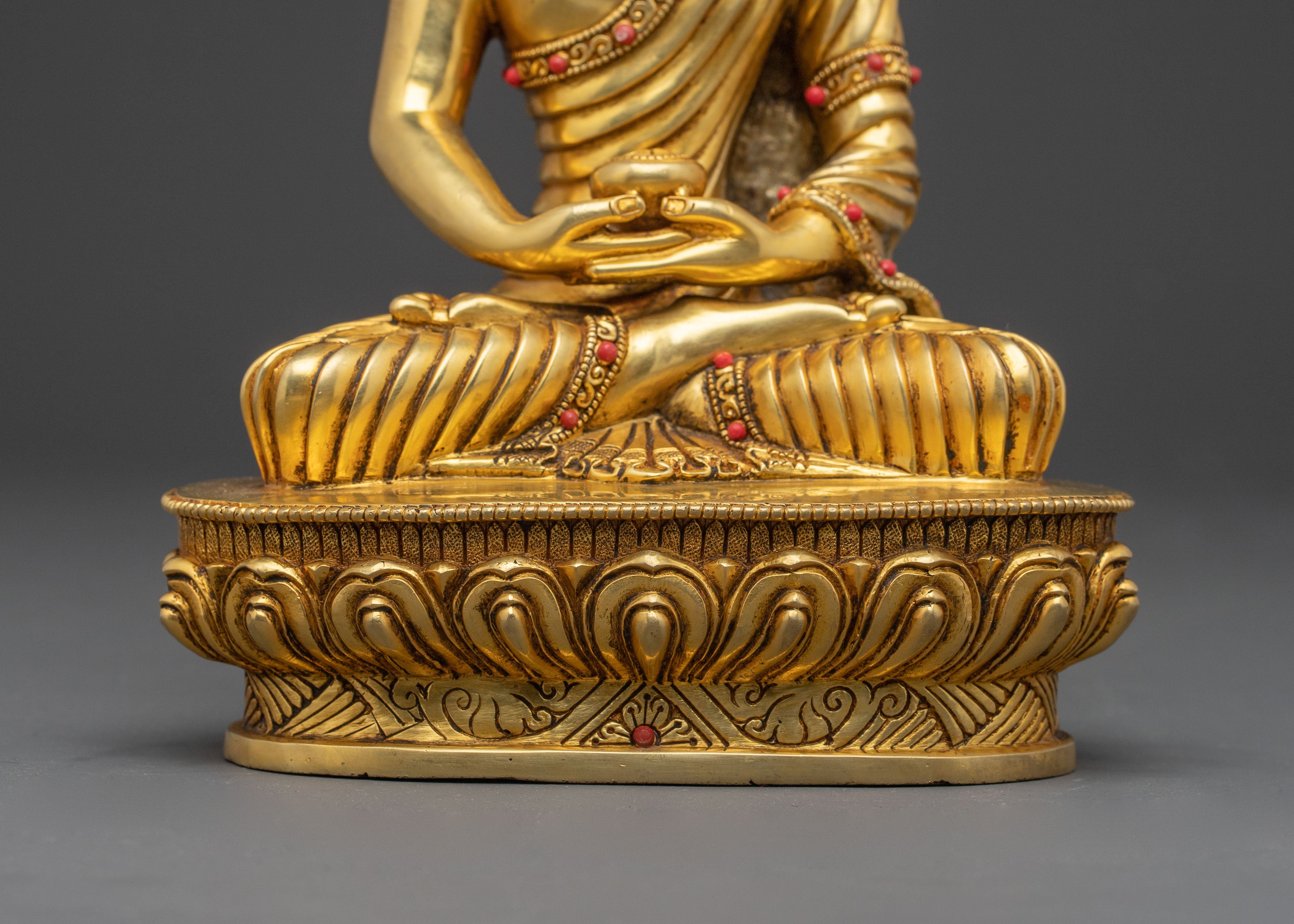 A 24K Gold Gilded Statue of Three Buddha Set: Sacred Harmony
