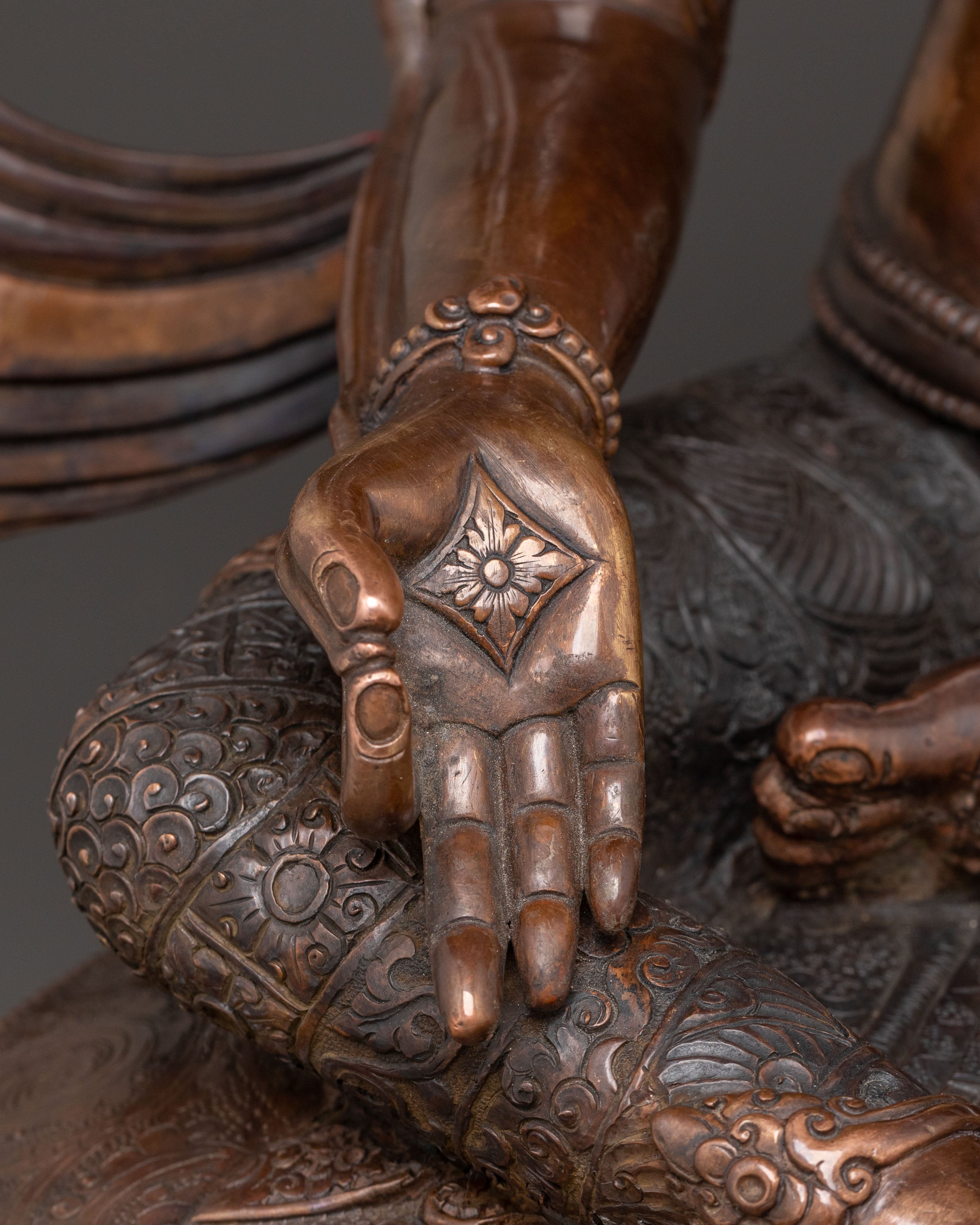 Copper Statue of Green Tara: Oxidized Himalayan Artistry