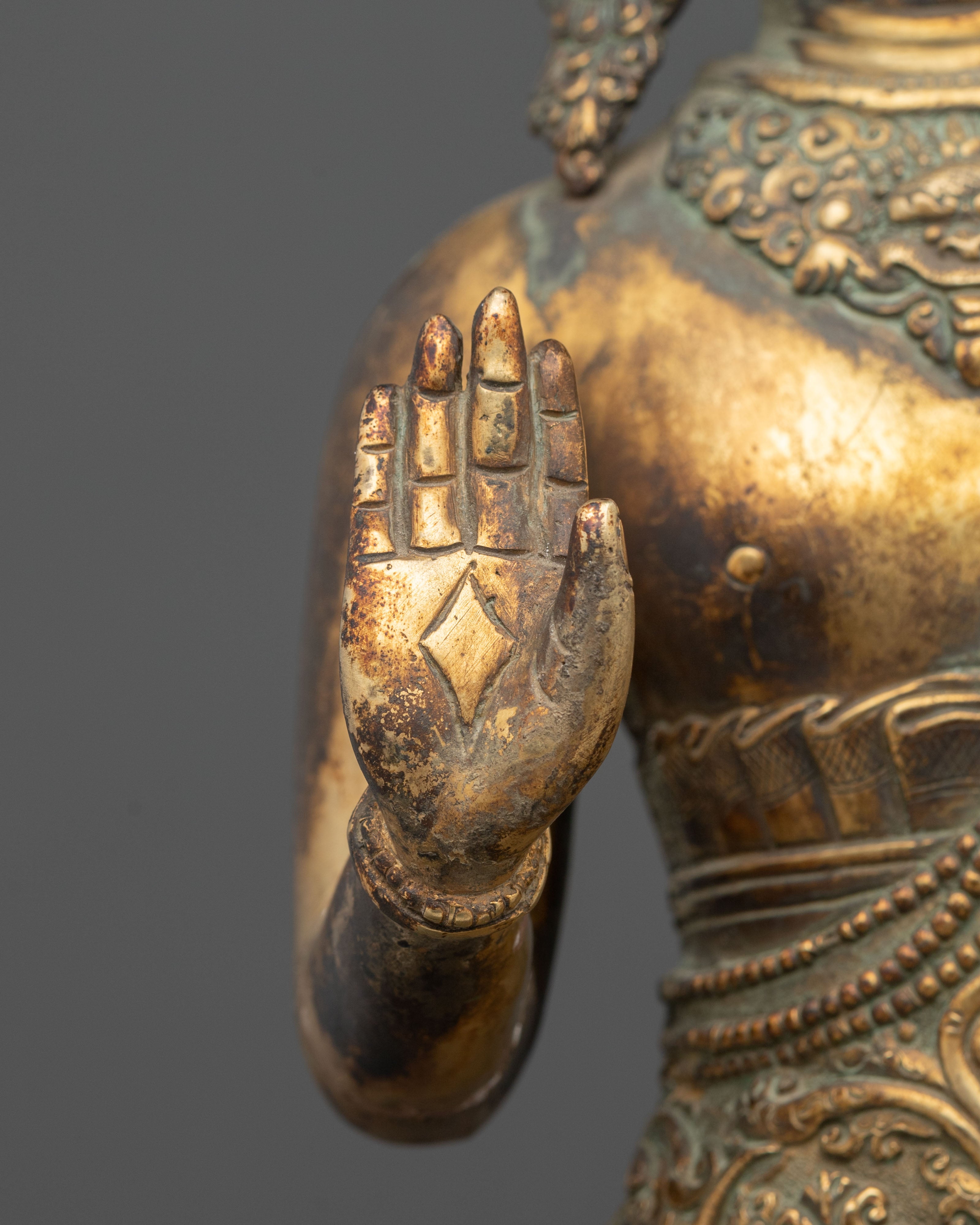 Dipankara Buddha Tibetan Statue | Antique Finish Copper Sculpture