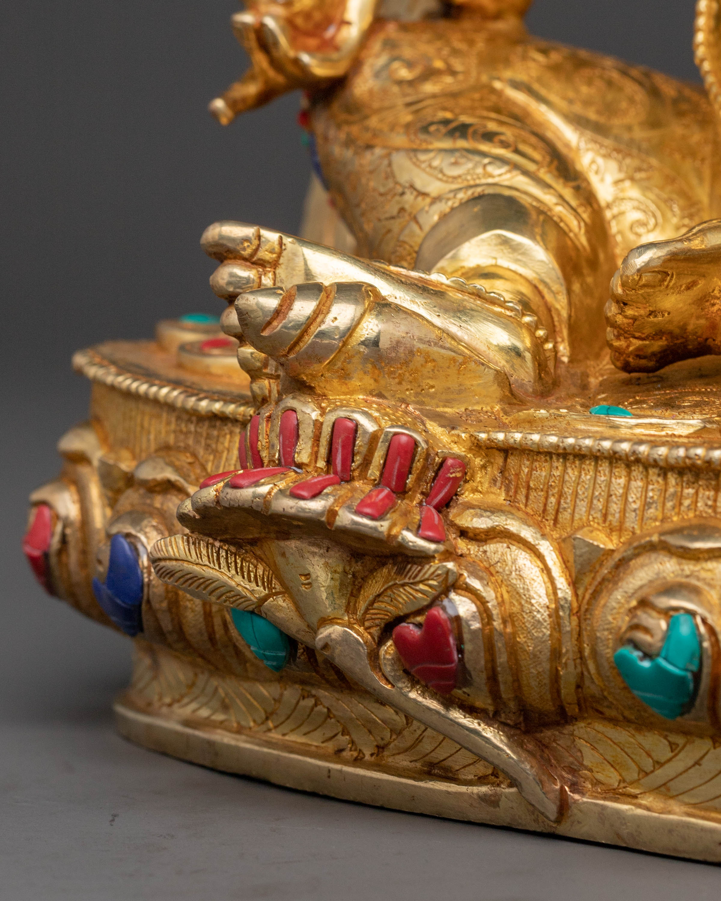 Handcrafted Dzambhala Blessing Statue – 24K Gold Gilded Copper Statue