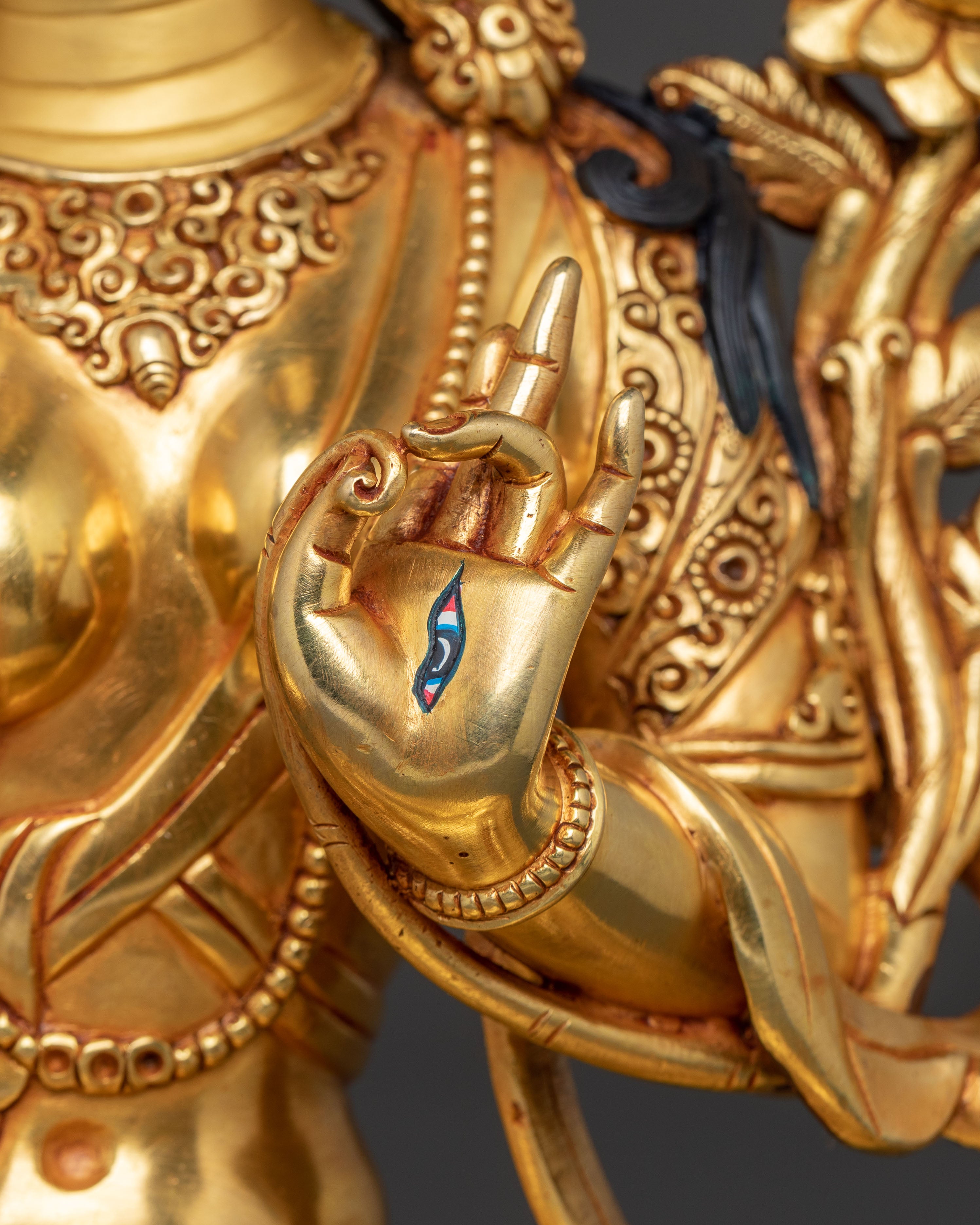 White Tara Meditation Deity Statue: 24K Gold Gilded Masterpiece