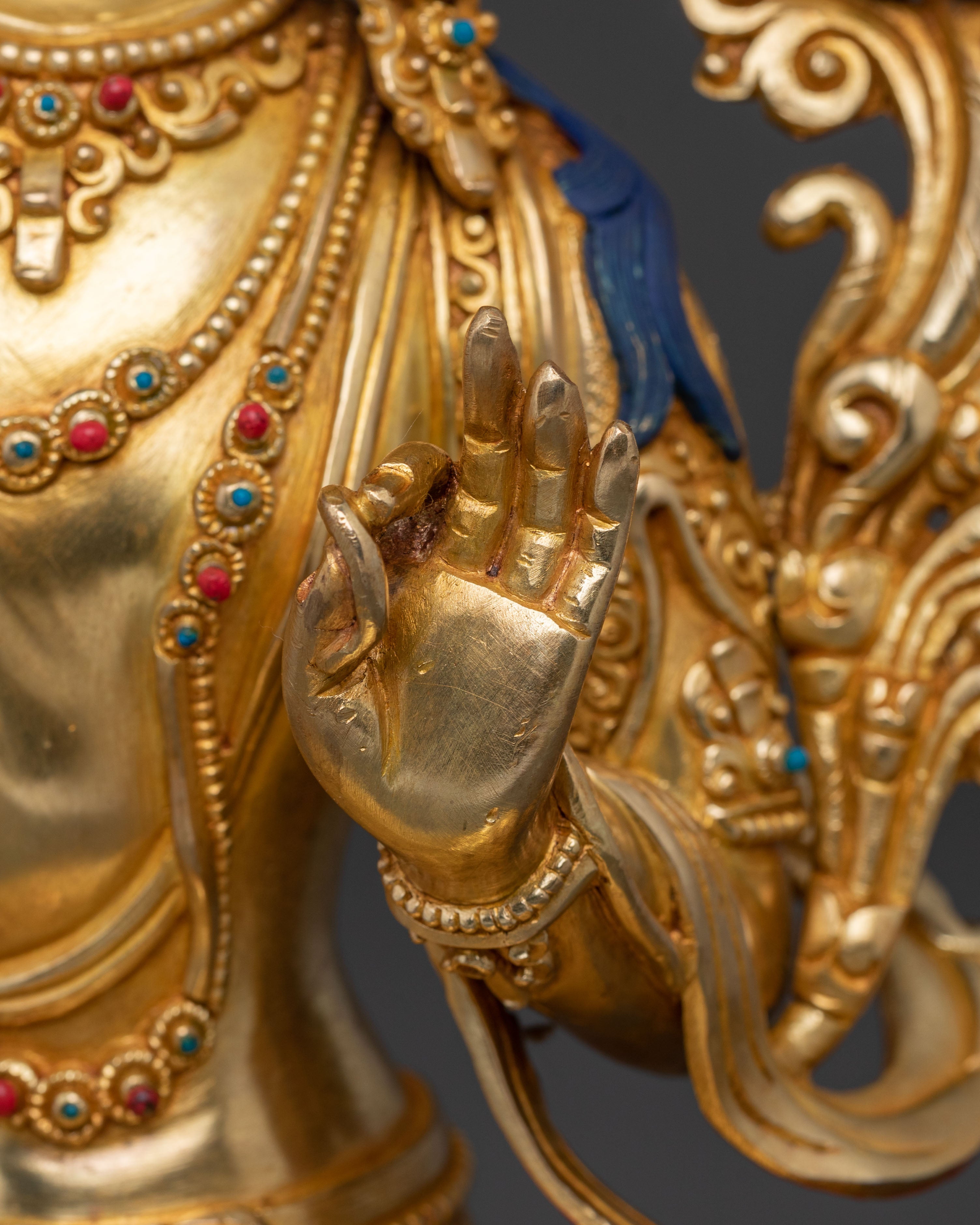 Handmade 24K Gold Gilded Manjushri Statue