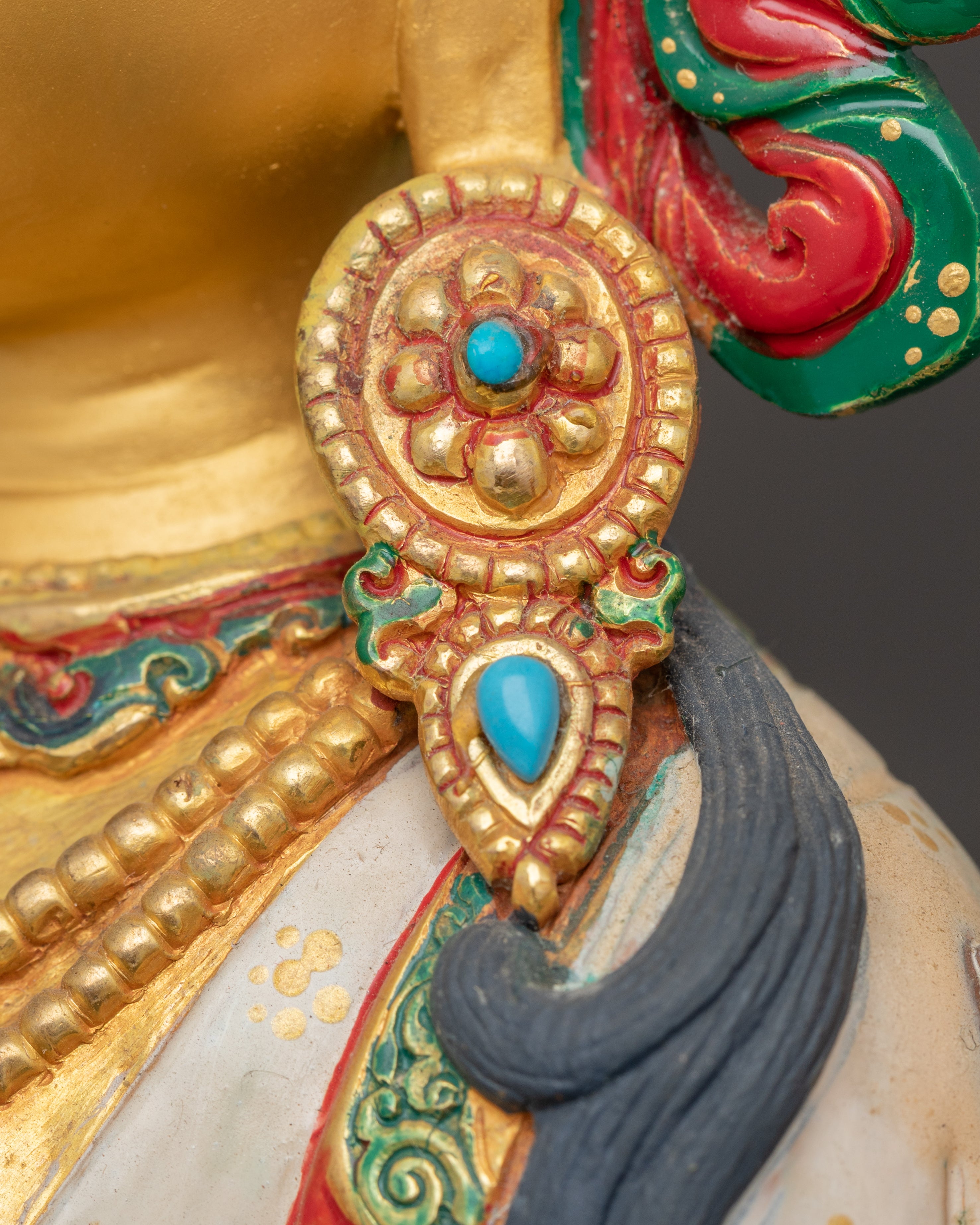 Handmade 24k Gold Glided Statue of Green Tara | Compassion Goddess