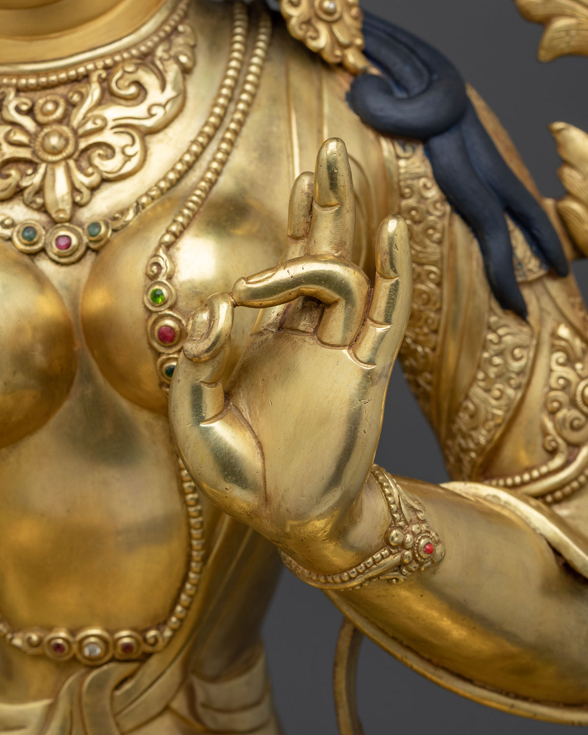 Handmade Green Tara Copper Sculpture | Buddhist Protector