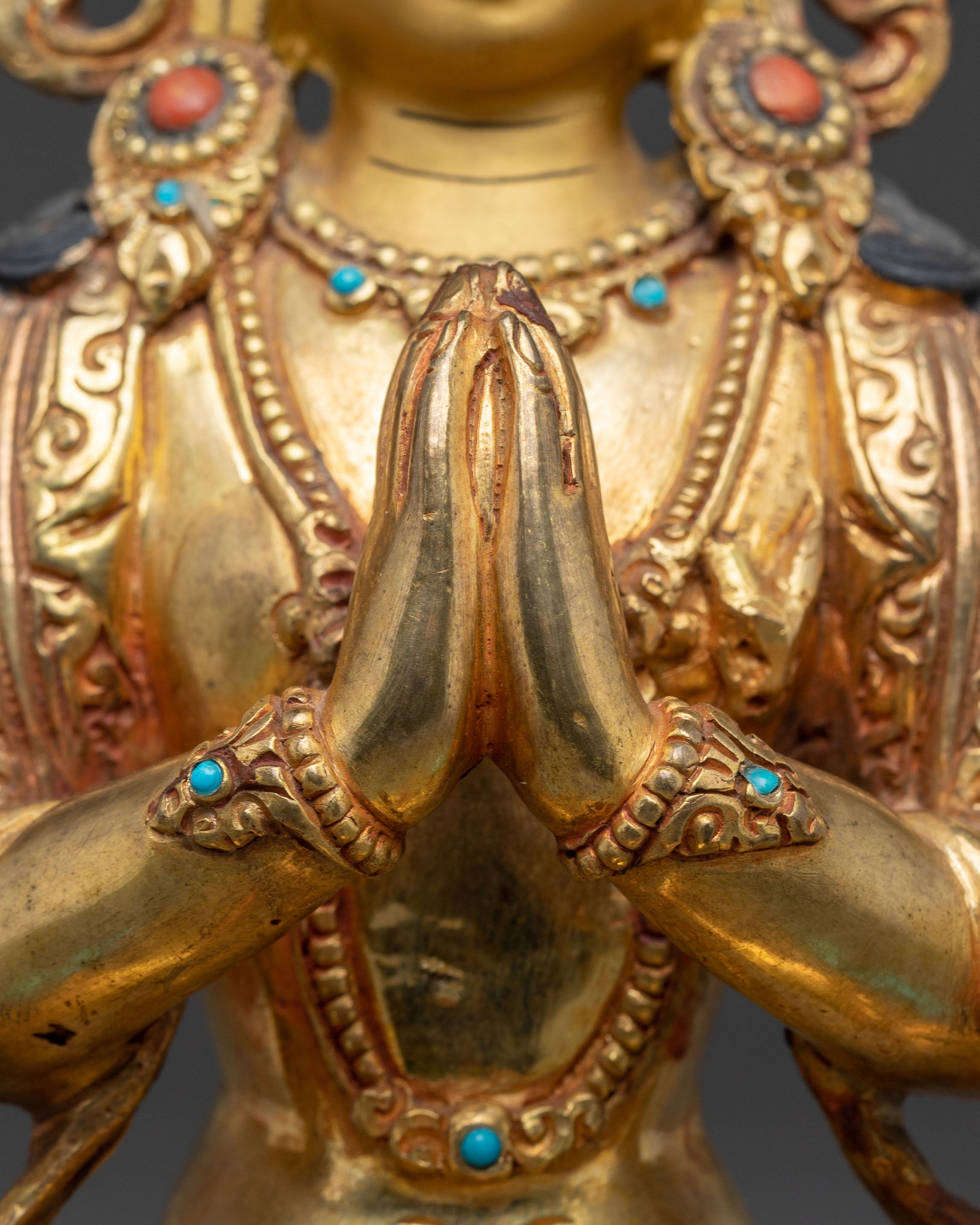 Golden Avalokiteshvara Handcrafted Statue | Meditation & Altar Decor