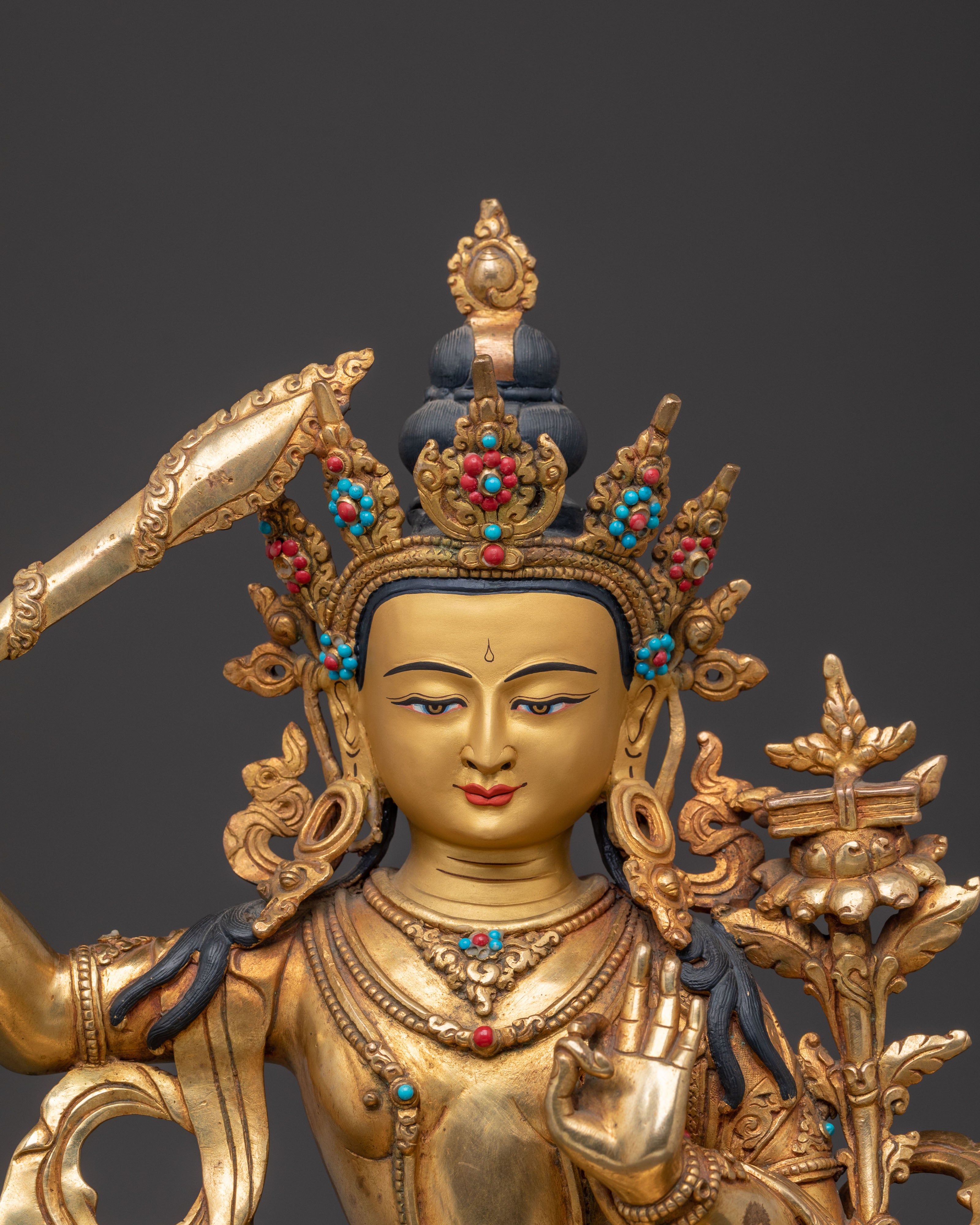 Manjushri Statue Holding Wisdom Swords | Radiant Enlightenment