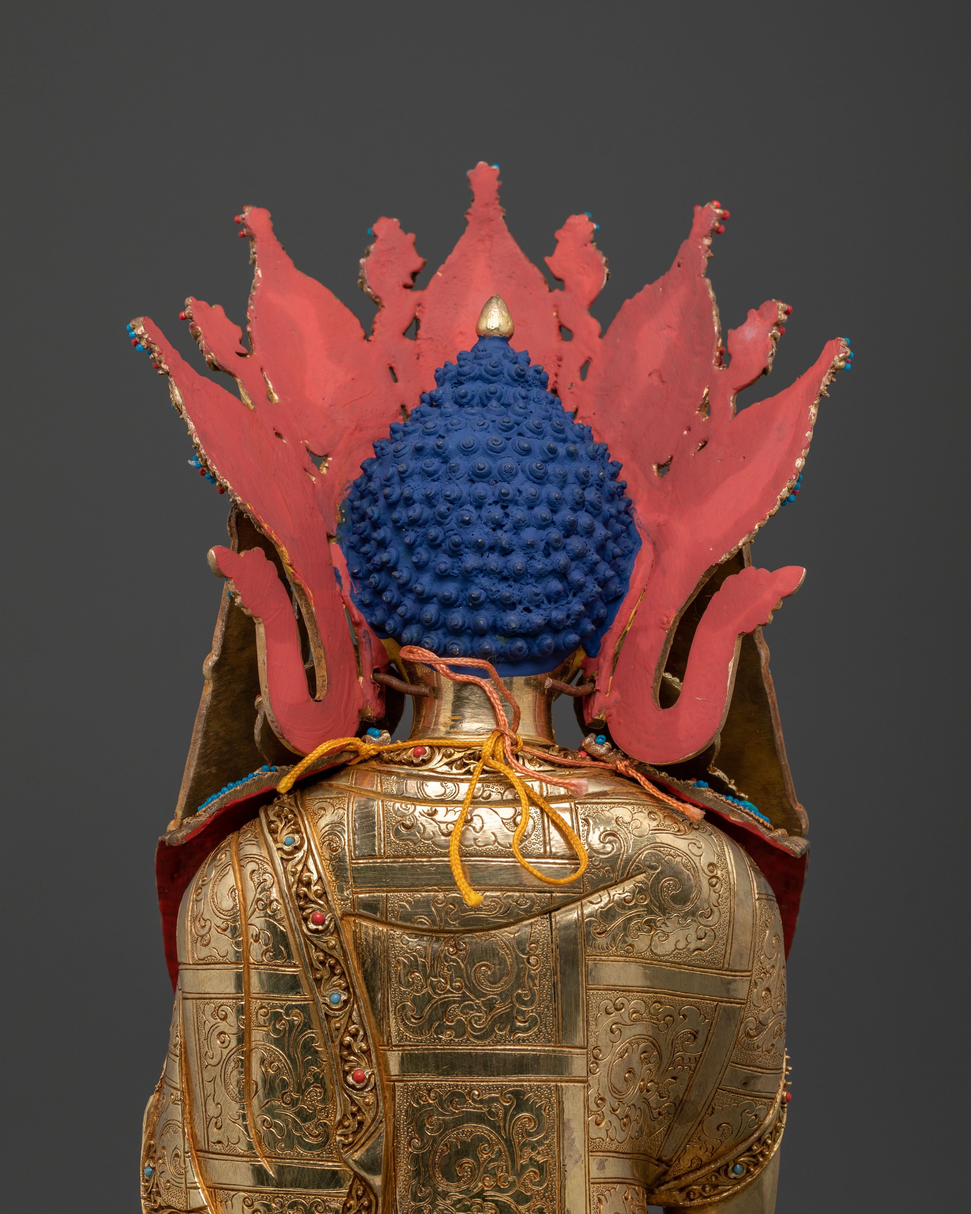 Crown Shakyamuni Buddha Magnificient Statue in Gilded Gold