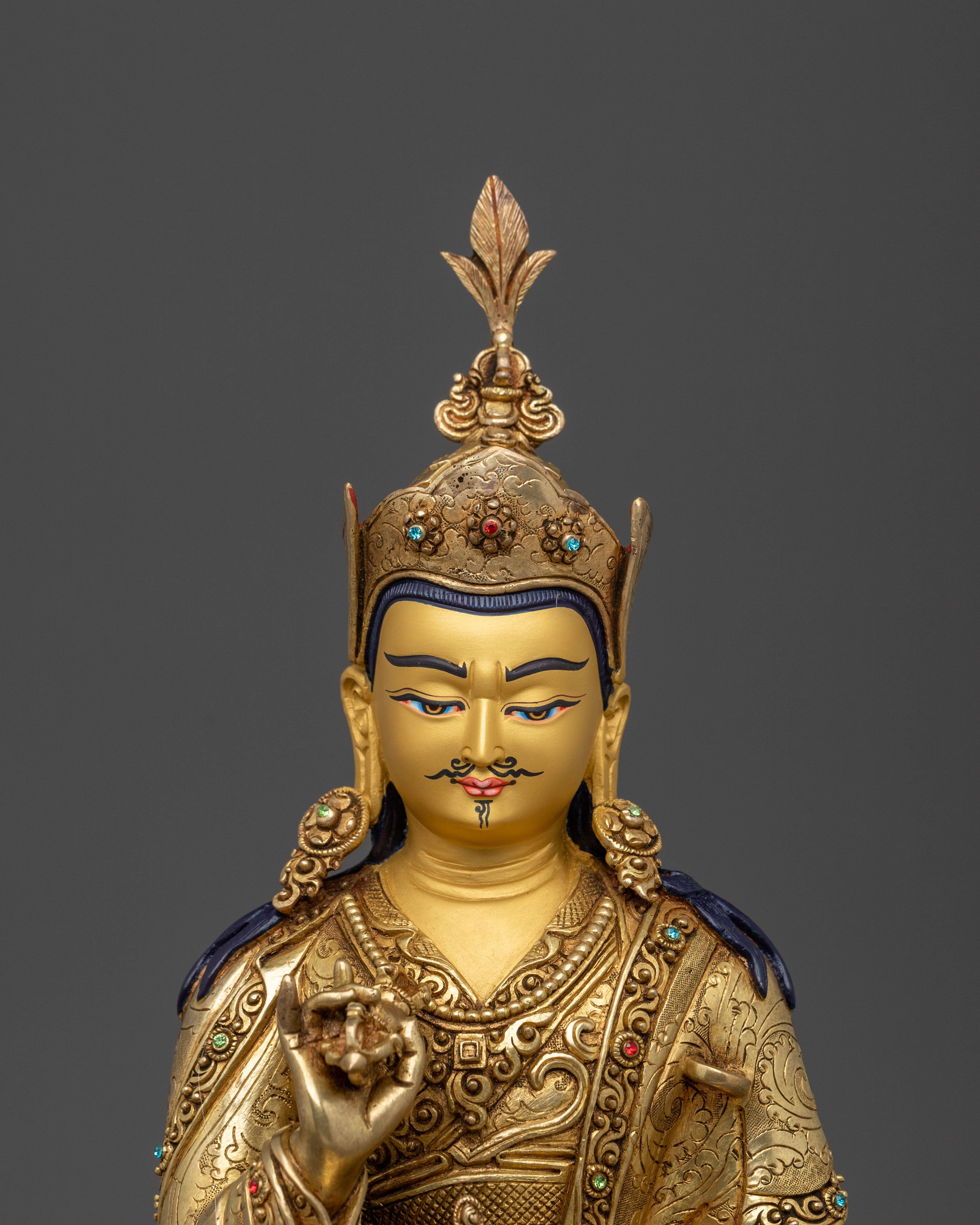 Guru Tsokye Dorje Sacred Sculpture | 24K Gold Gilded Vajrayana Statue