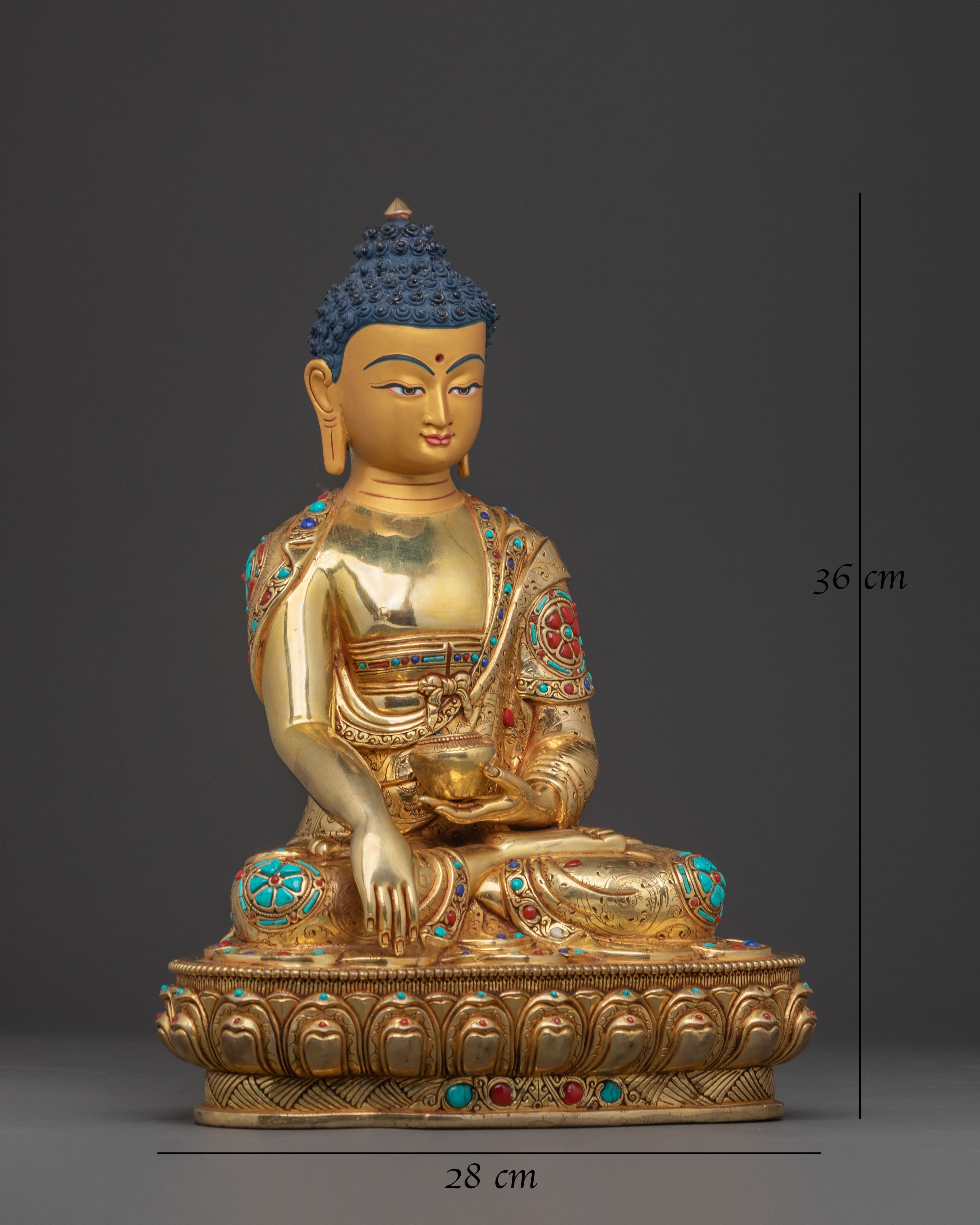 Shakyamuni BuddhaStatue with Handcarved Gemstones
