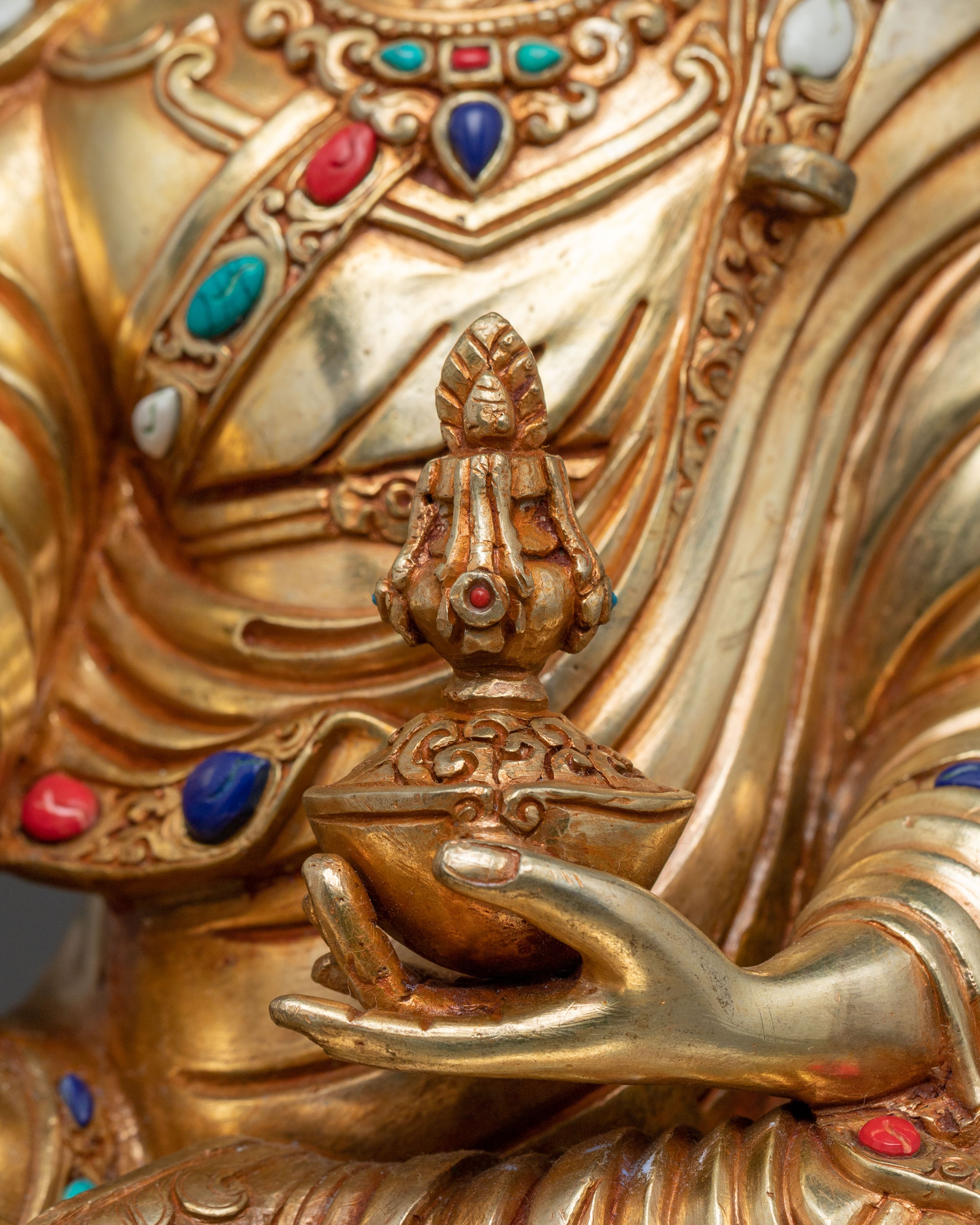 Guru Rinpoche Sacred Statue | 24K Gold Gilded Icon